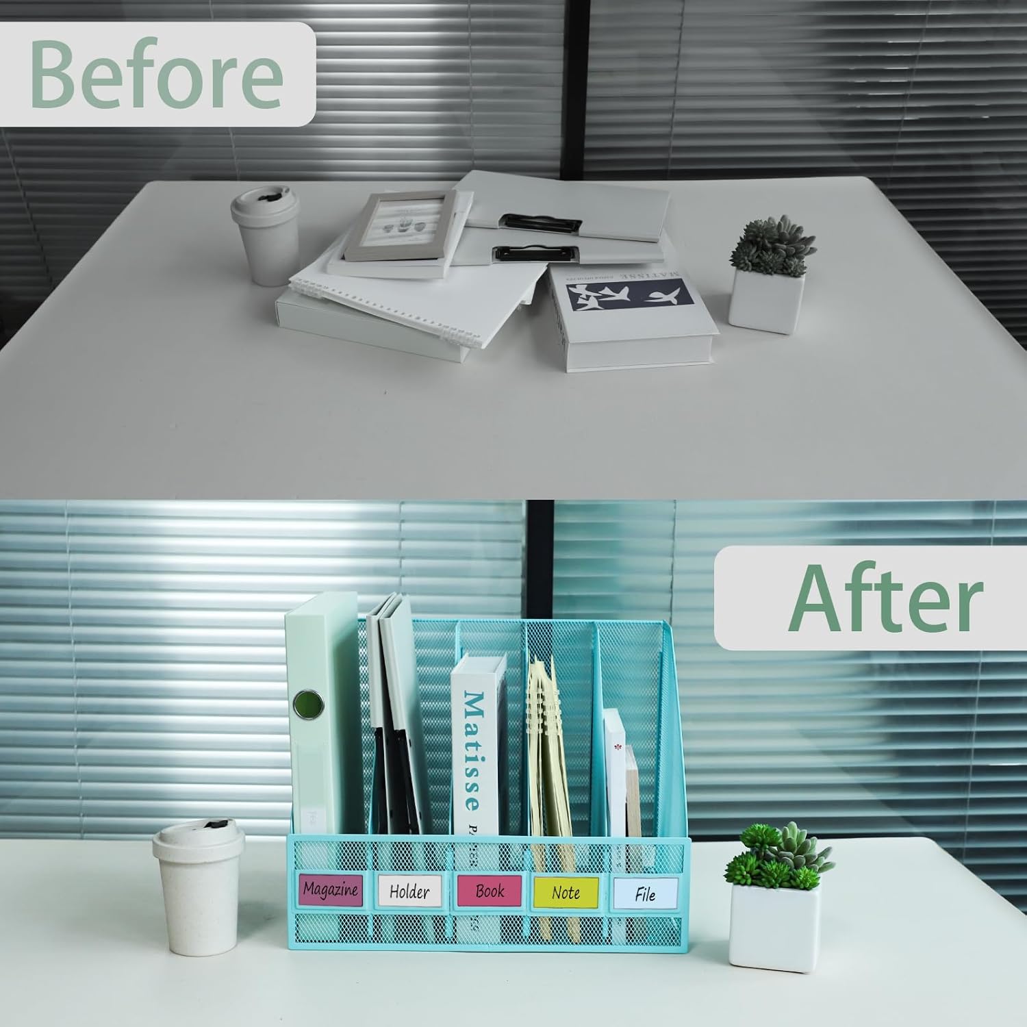 Thumbnail 3 de IOUGDSEC A4 File Holder Folding Bookshelf – 5 Vertical Compartments