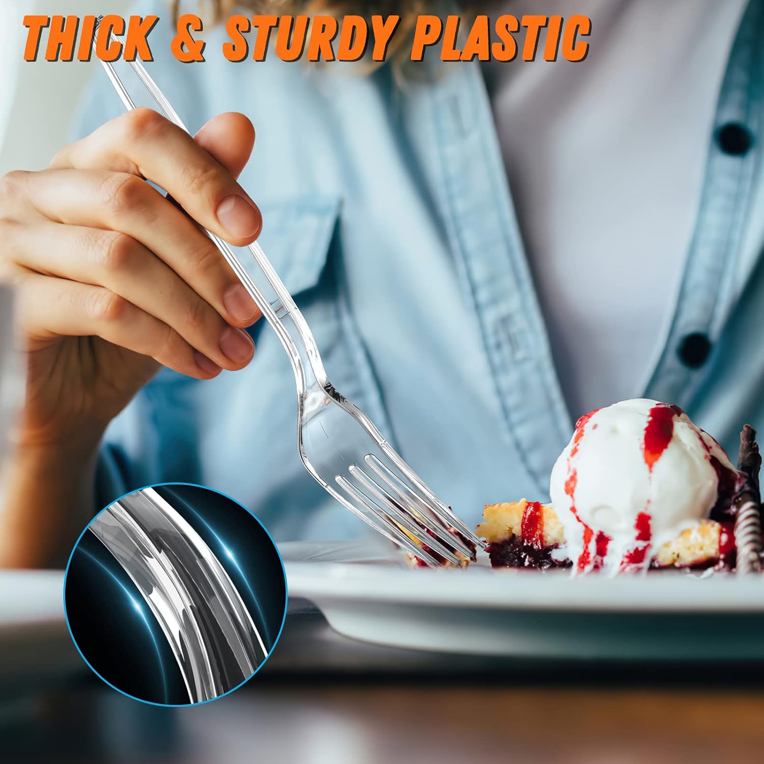 Detalle de 360pc Clear Plastic Forks, Heavy Duty 7.1" - BPA Free & Heat Resistant