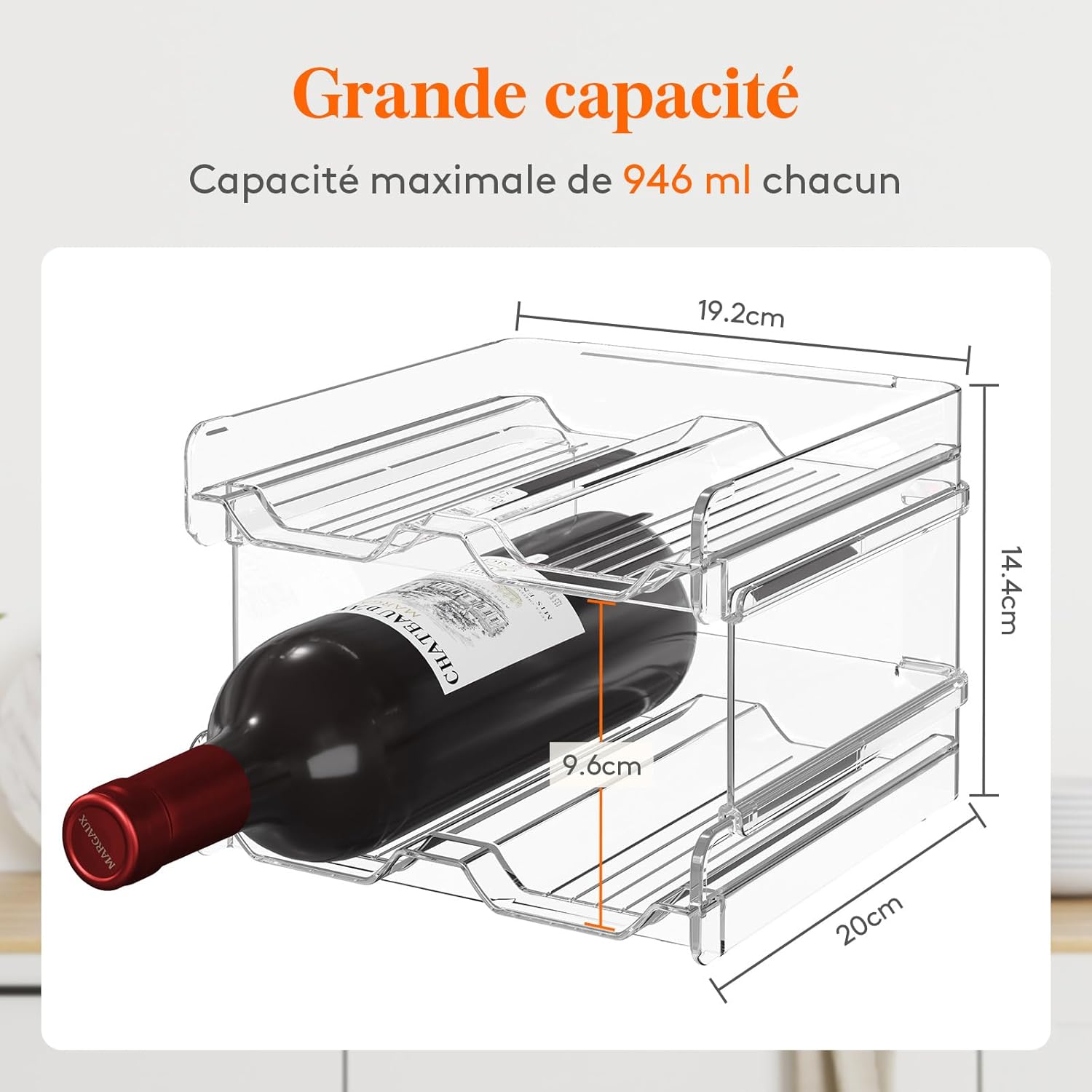 Thumbnail 3 de Lifewit Casier à Vin Empilable Transparent