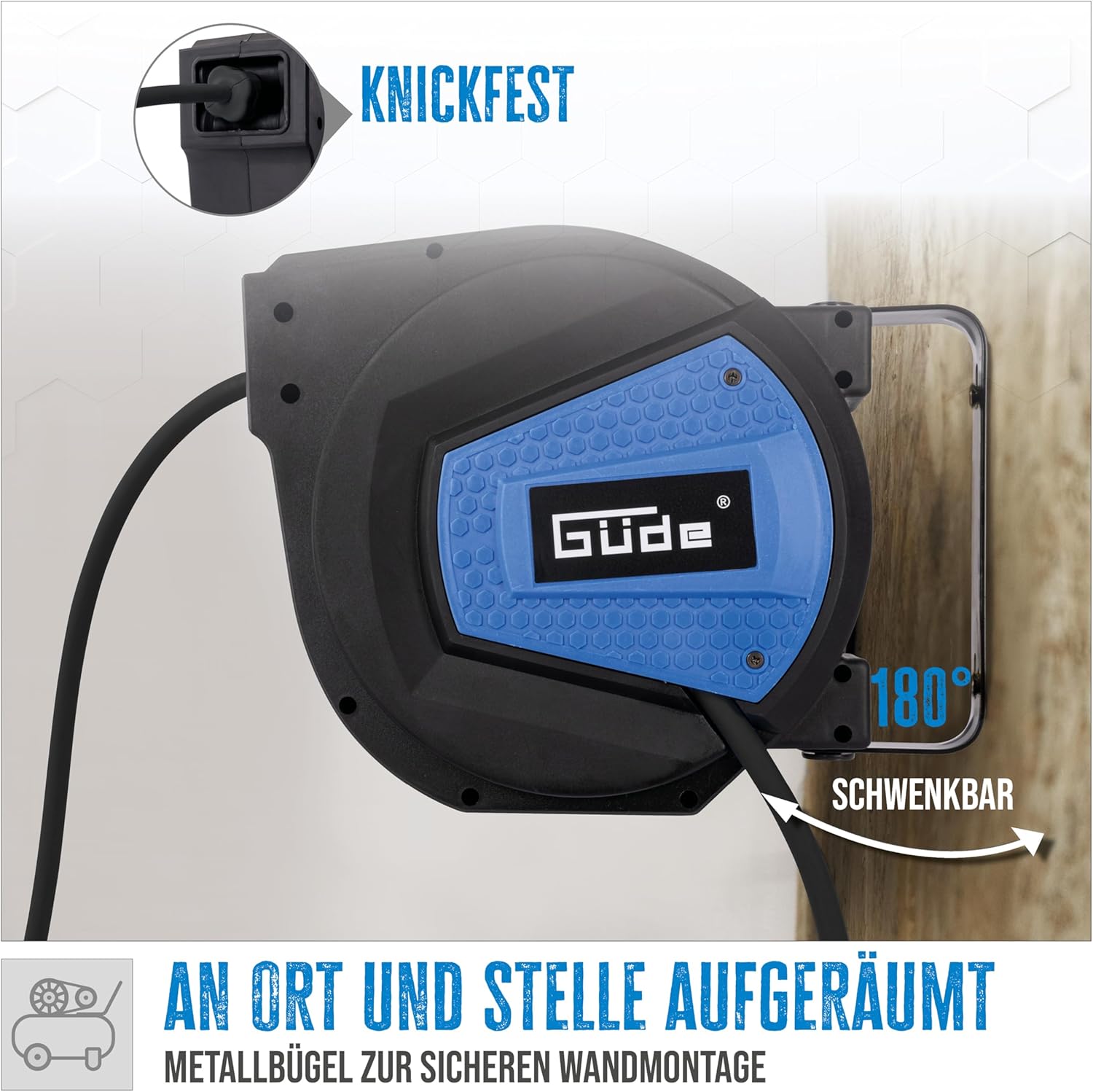 Thumbnail 3 de Güde Automatikschlauchtrommel 10 m – 12 bar, 180° schwenkbar, Wandhalterung & 1/4" Anschlussgewinde