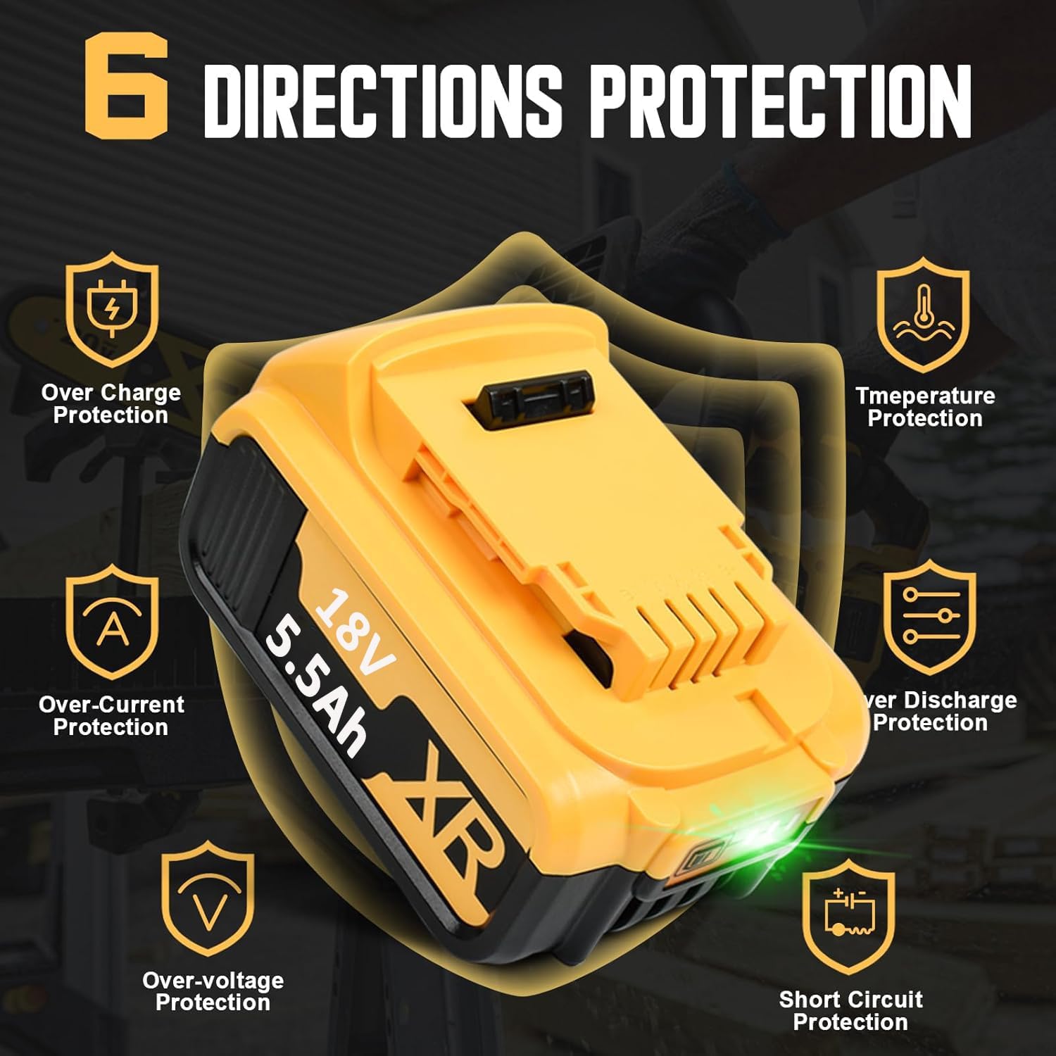 Detalle de 2x 18V 5.5Ah DCB182 Li-Ion Replacement Battery for Dewalt 18V Tools