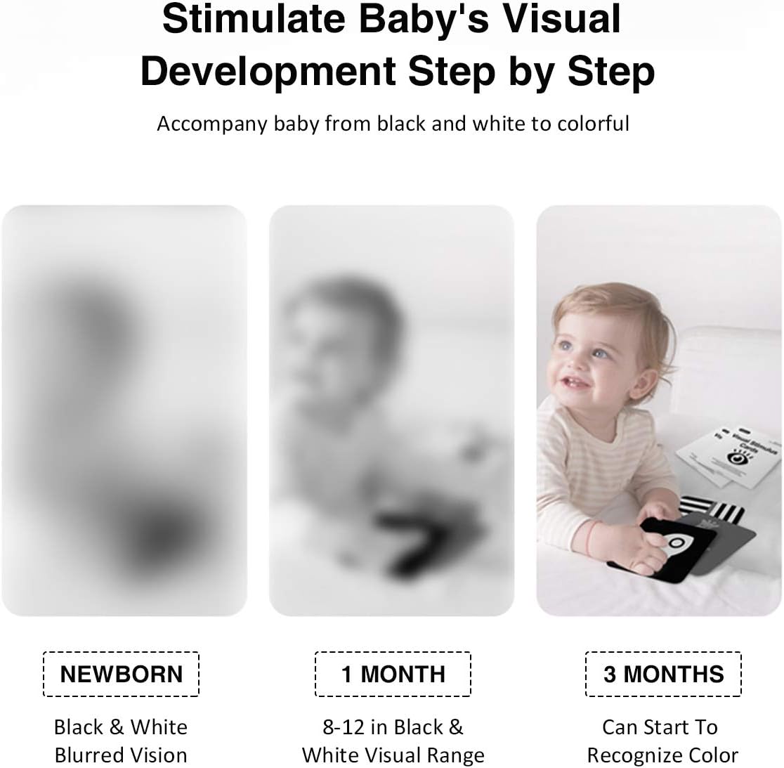 Detalle de Beiens Lot de 20 cartes flash à fort contraste pour bébé (3 à 6 mois)