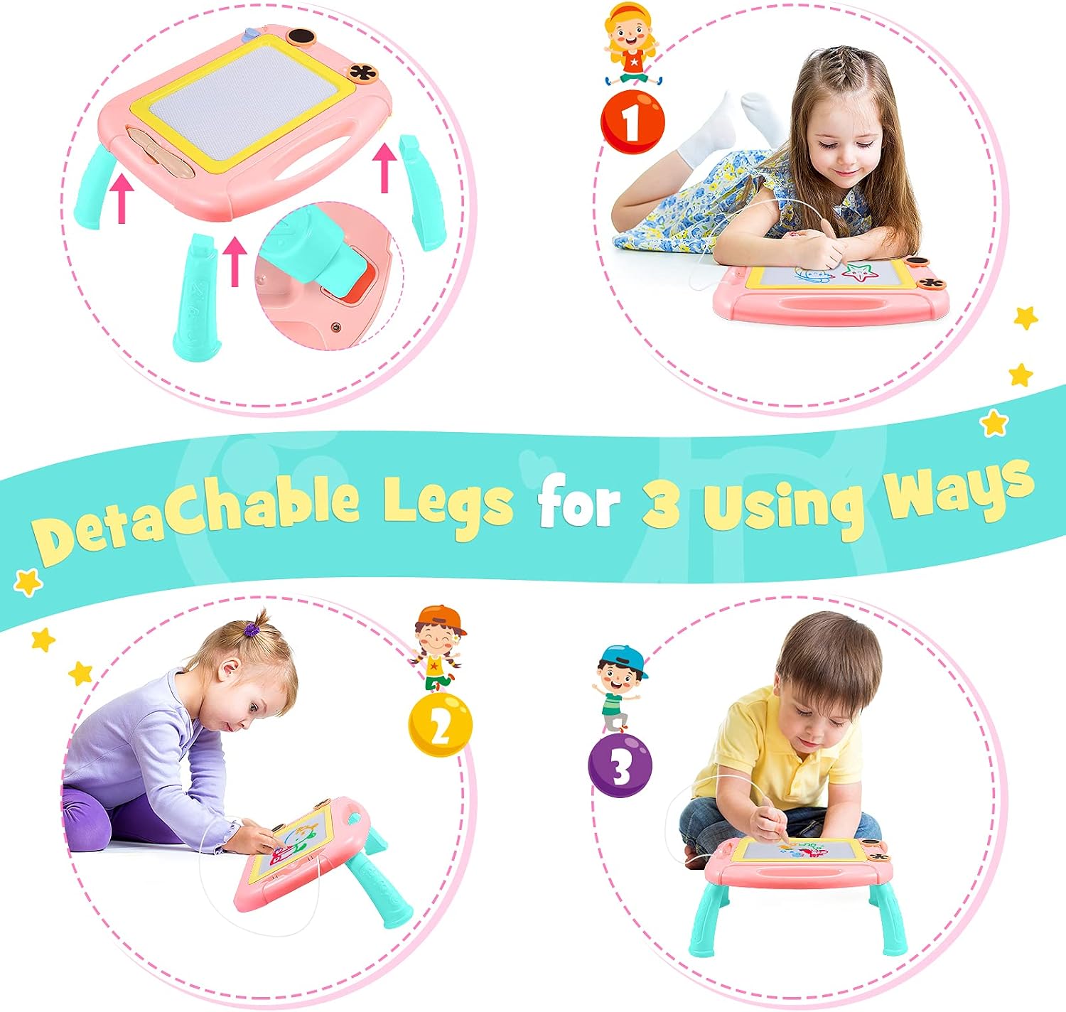 Detalle de EUCOCO Magnetic Drawing Board for 1–3 Year Olds: Safe, Colourful & Portable Learning Toy