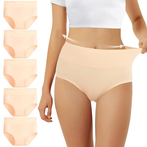 Thumbnail 1 de FALARY Culotte Femme Taille Haute en Coton – 5 pièces Nude, XL