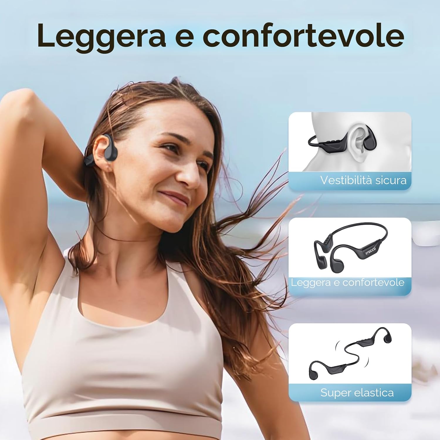 Thumbnail 6 de IFECCO Cuffie Conduzione Ossea X25: audio via ossa, Bluetooth 5.4 e IPX5 per sportivi