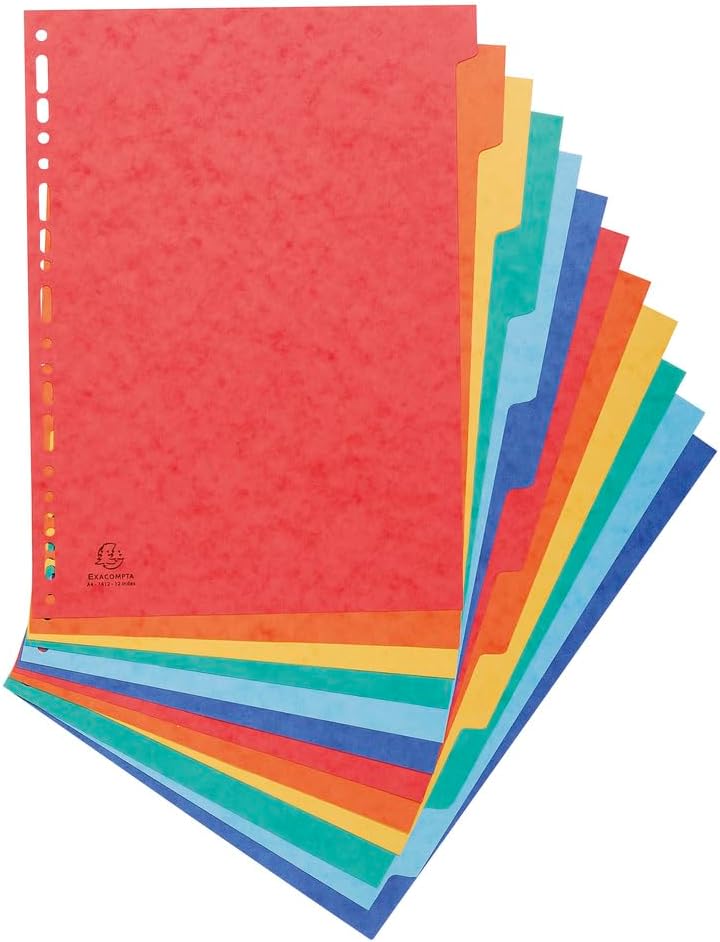 Thumbnail 1 de Exacompta 7034E – Cartons de 5 intercalaires en véritable carte lustrée souple 225 g/m², 12 onglets colorés, format 320x240 mm