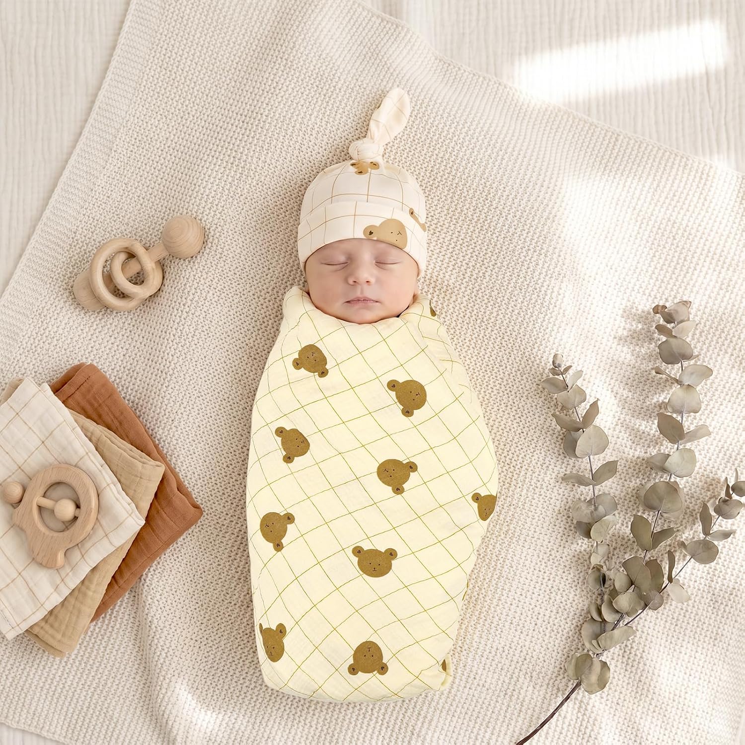 Detalle 2 de TANOFAR Muslin Swaddle Blankets, 47 x 47 Inches