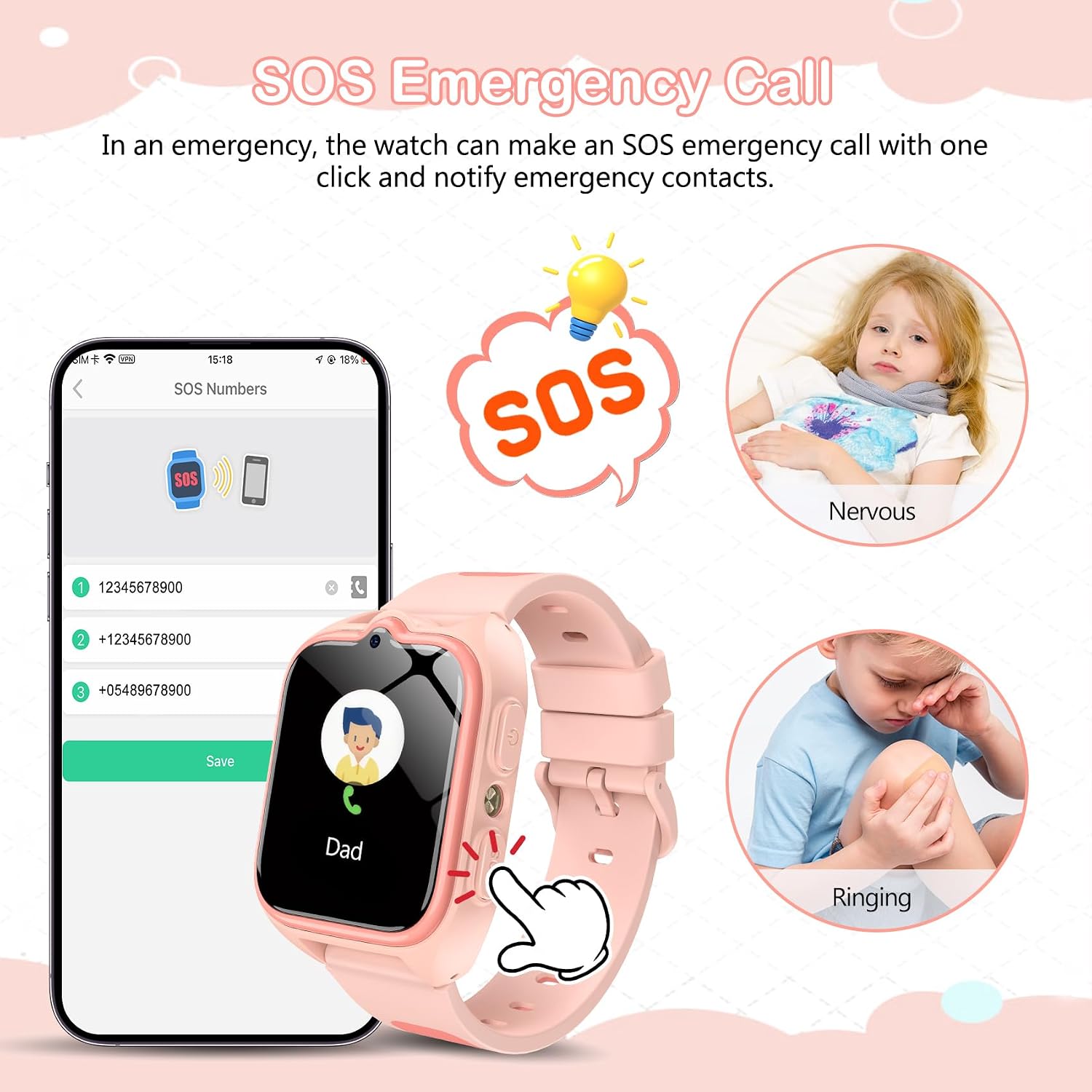 Detalle 2 de Kids Smart Watch 4G with GPS, Video Calls, SOS and Classroom Mode