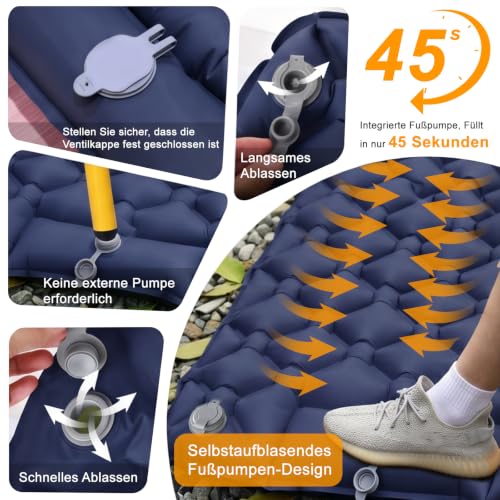Detalle de AMZBOSS Isomatte Camping 195 x 65 cm – Ultraleicht, wasserdicht und selbstaufblasend