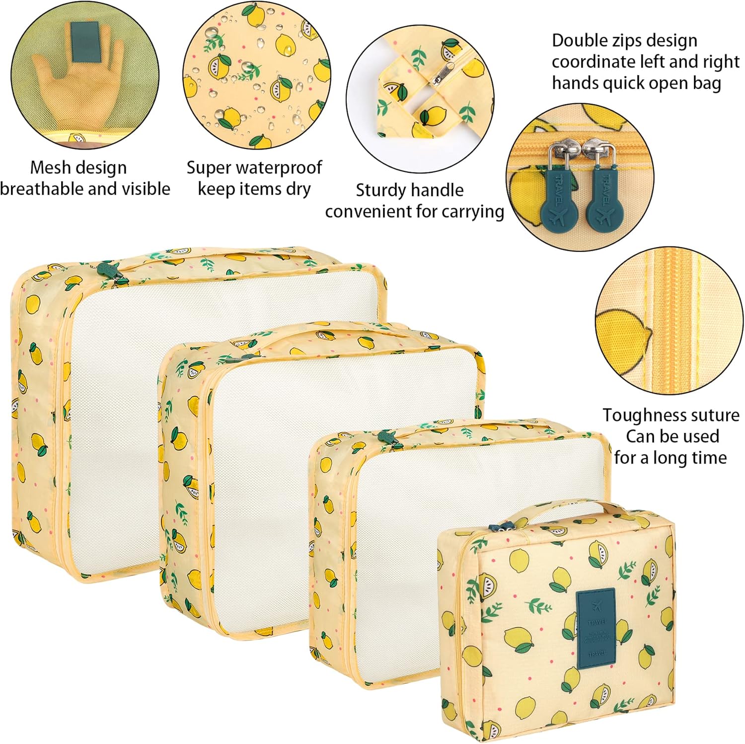 Detalle de Coolzon Packing Cubes Koffer Organizer – 8-teiliges Set, Gelb
