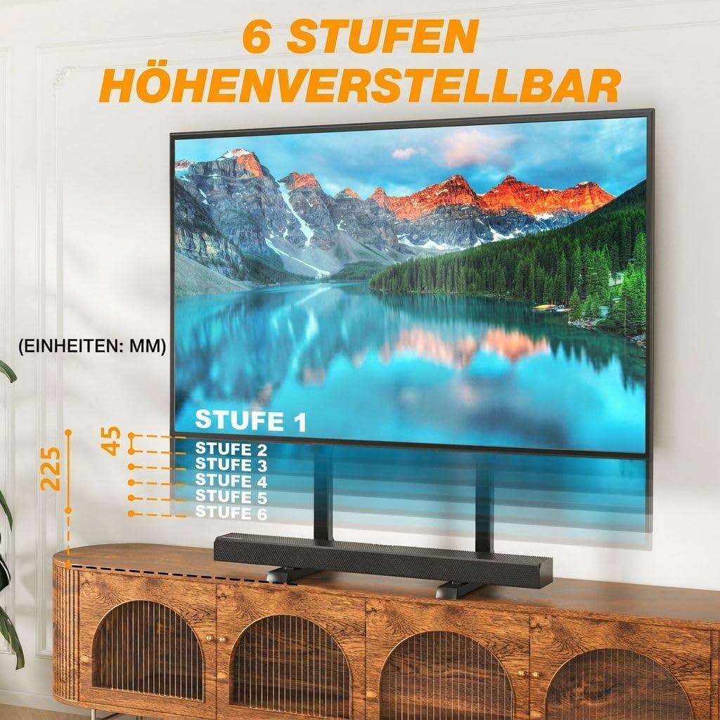 Thumbnail 2 de TVON Support TV de table réglable en hauteur (VESA jusqu’à 800x600 mm, charge jusqu’à 68 kg)