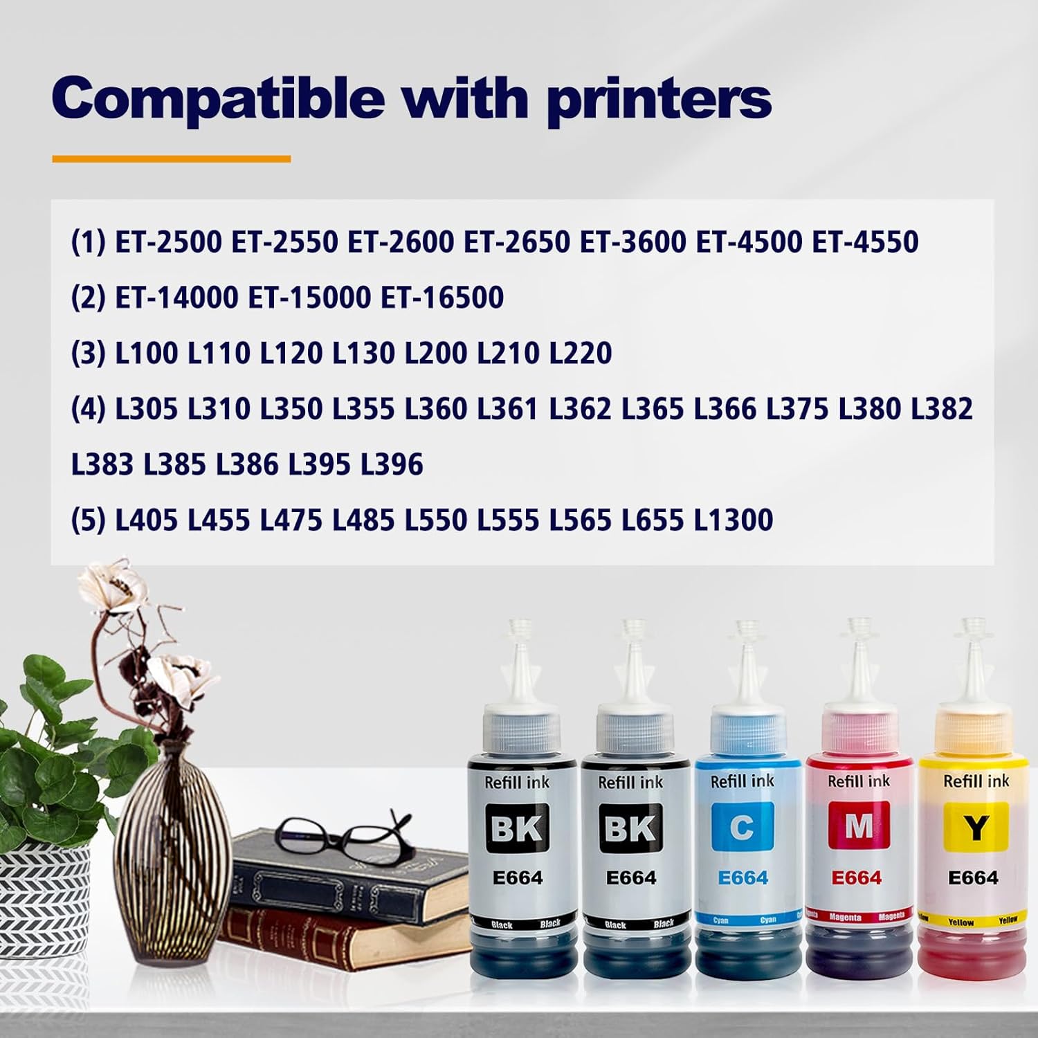Thumbnail 1 de LAIPENG 664 inchiostro compatibile per stampanti serie ET e L (BK*2/C/M/Y) in confezione multipla da 5 colori