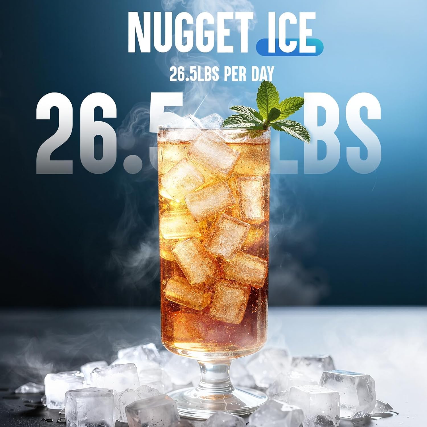 Detalle 1 de inoviva K1.0 Nugget Ice Maker, 6-Minute Ice, Self-Cleaning, 26.5 lbs/Day