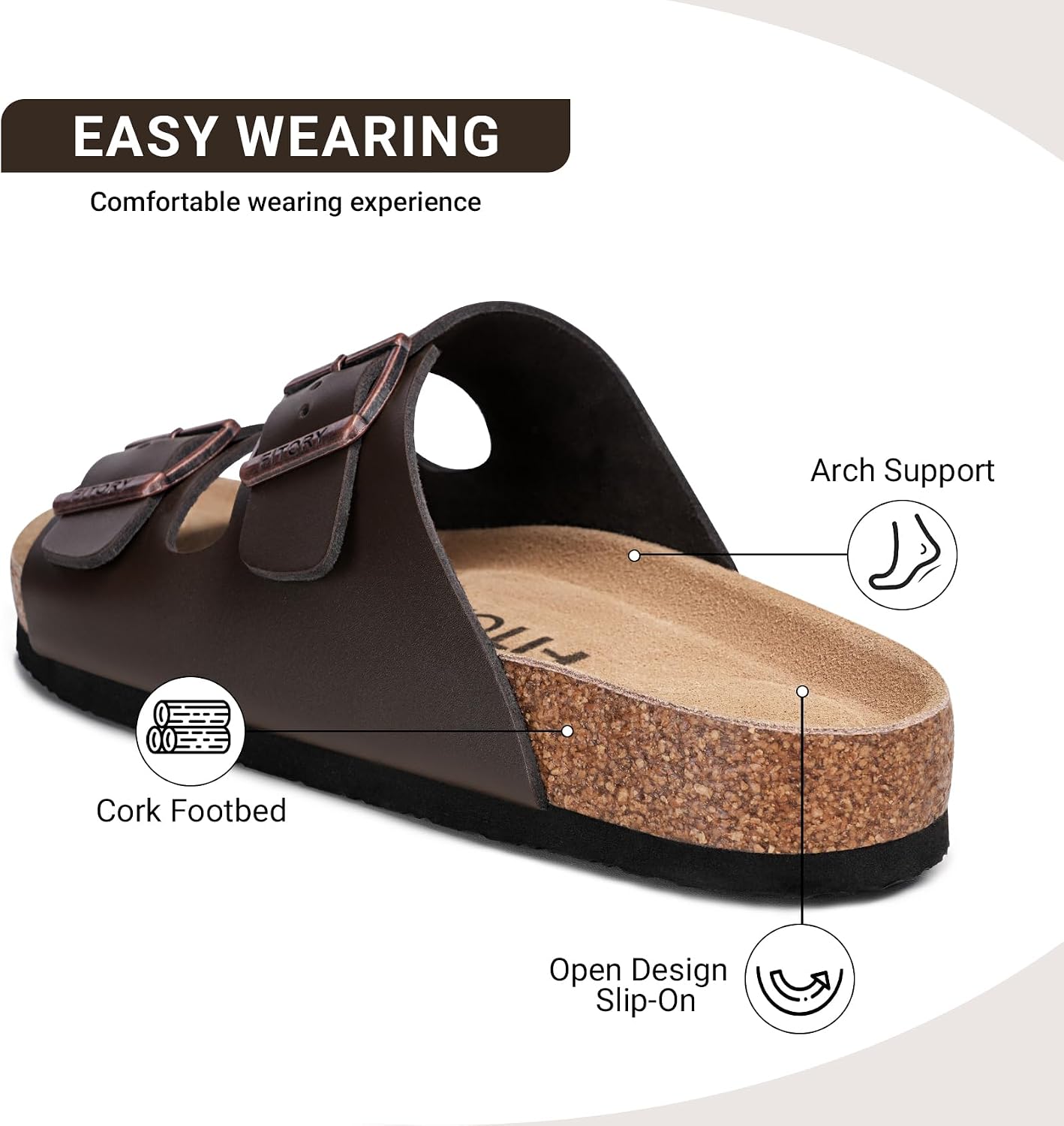 Thumbnail 3 de FITORY Mens Leather Sandals with Arch Support and Cork Footbed