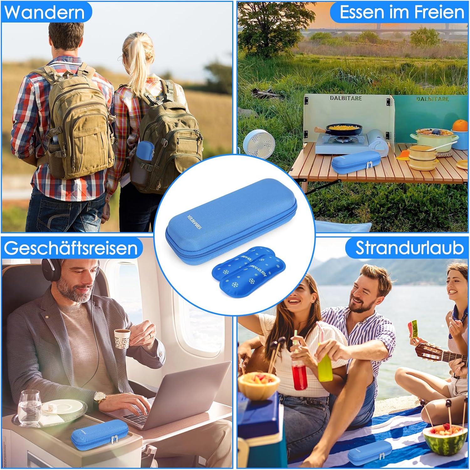Thumbnail 6 de YOUSHARES Insulin-Kühltasche mit 2 Kühlakkus (TSA) für Insulin Pen, EpiPen & Zubehör – blau