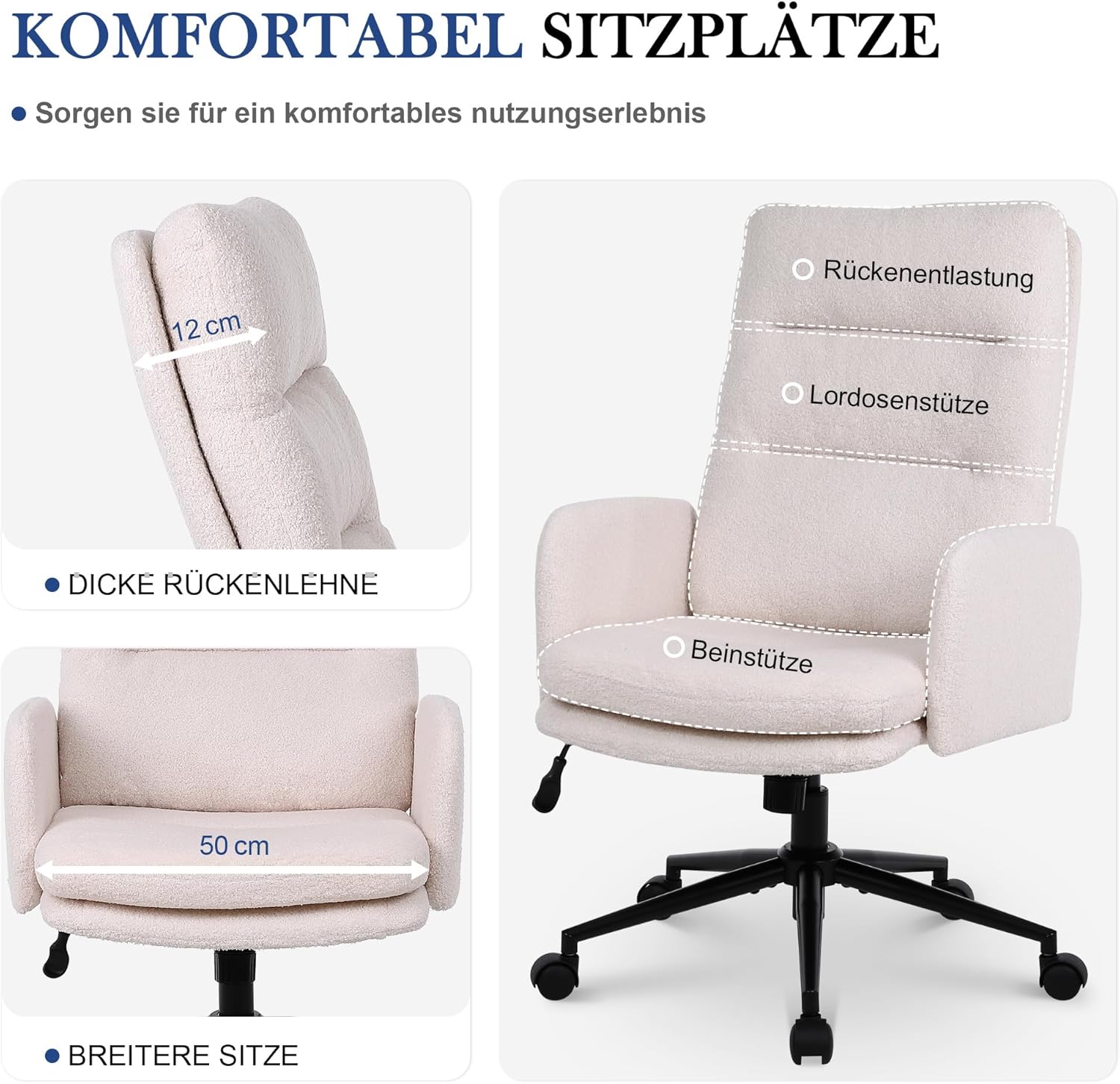 Thumbnail 3 de Nusetx Schreibtischstuhl Bürostuhl 42–50 cm