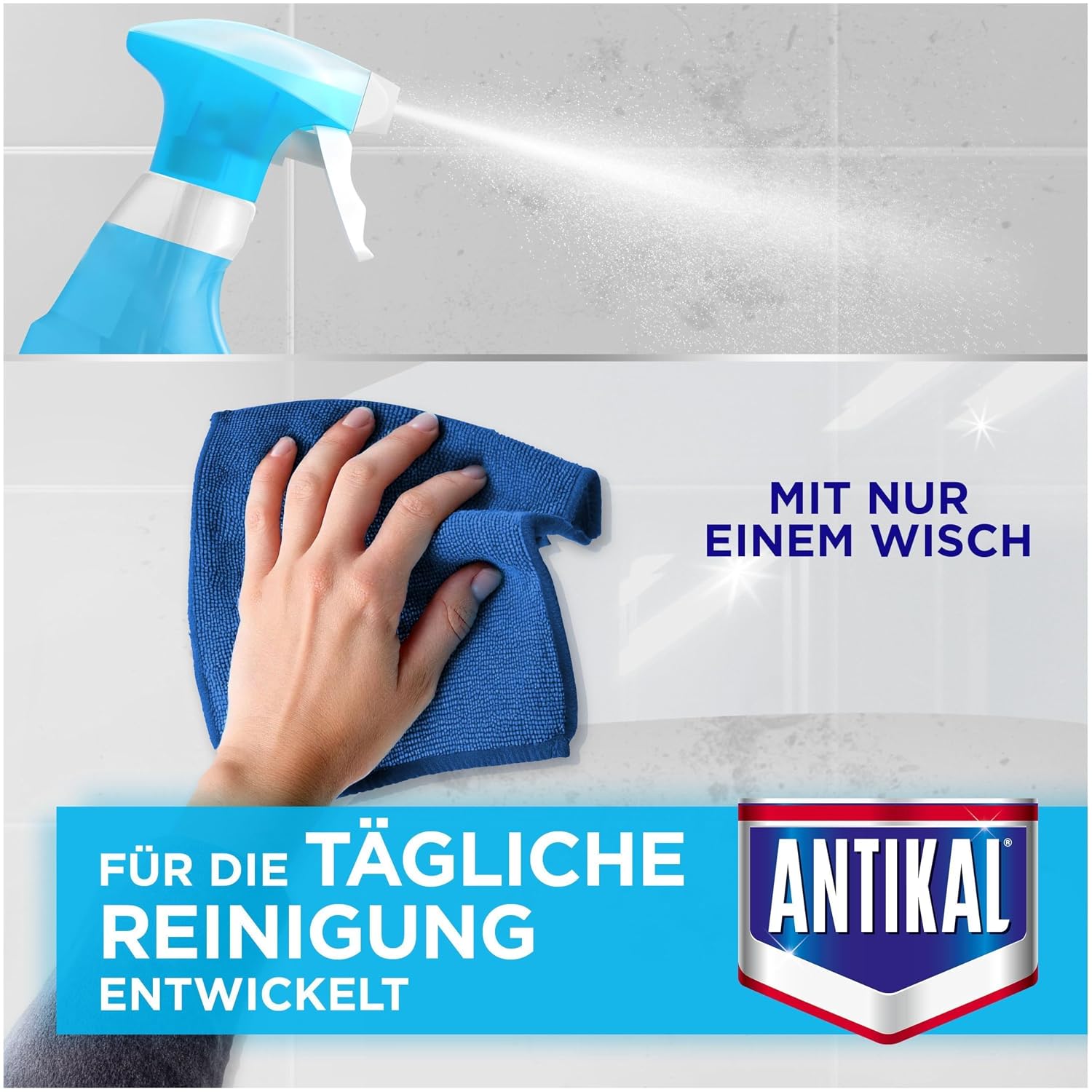 Detalle de Antikal Expressspray, 10 × 800 ml – Kalkfrei, ohne Abwischen, für Dusche & Bad