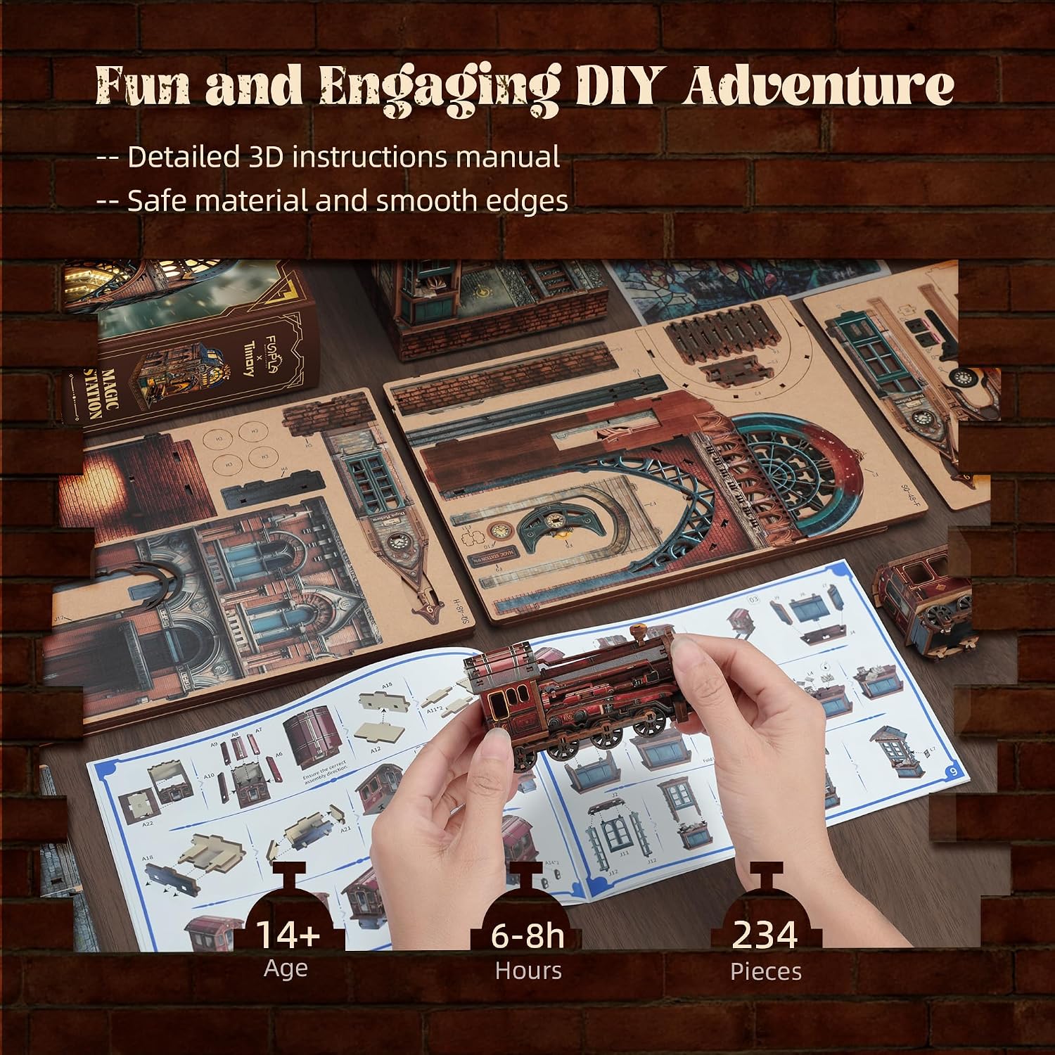 Thumbnail 3 de FUNPOLA LED 3D Puzzle Magic Station Book Nook Kit (Magic Station) — Interactive miniature DIY with LED glow