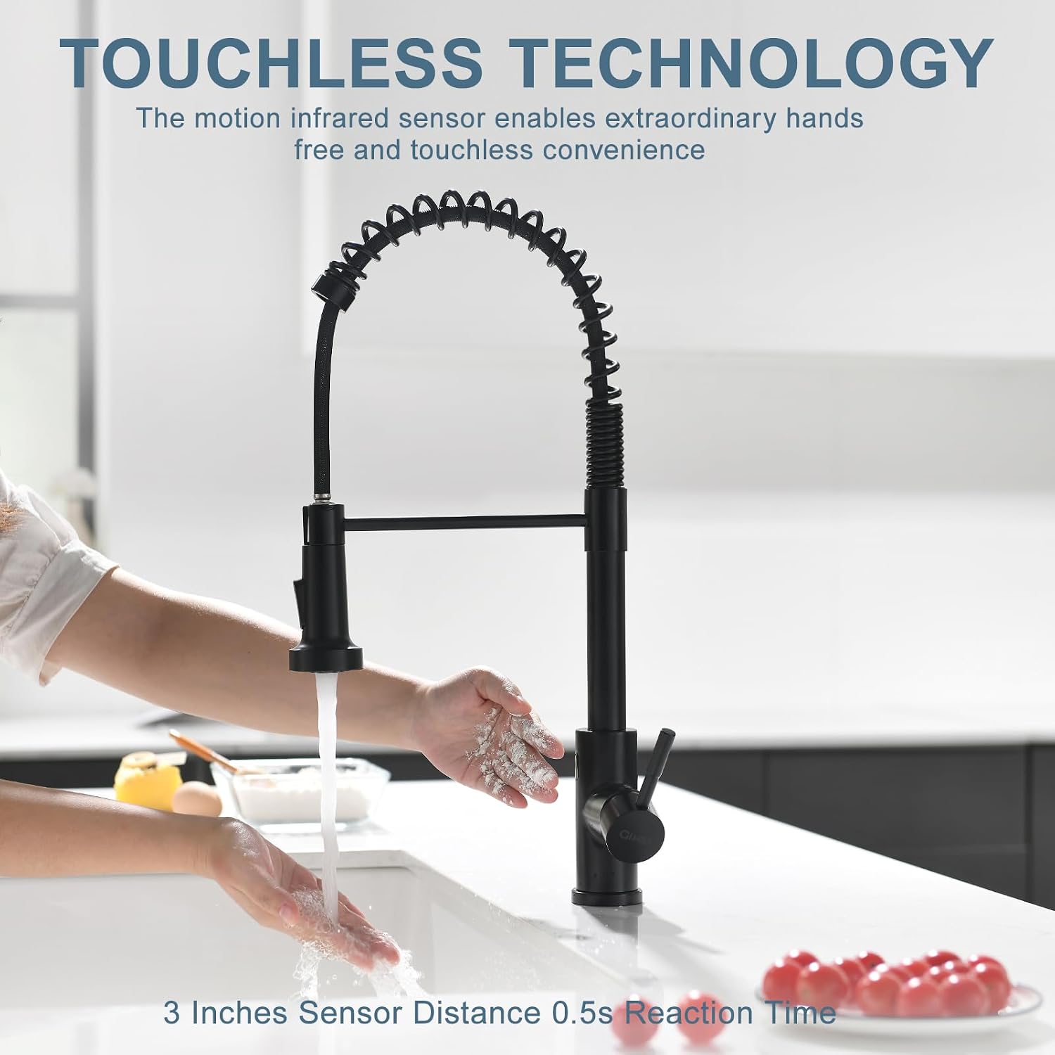 Detalle de GIMILI Touchless Kitchen Faucet, Glossy Black
