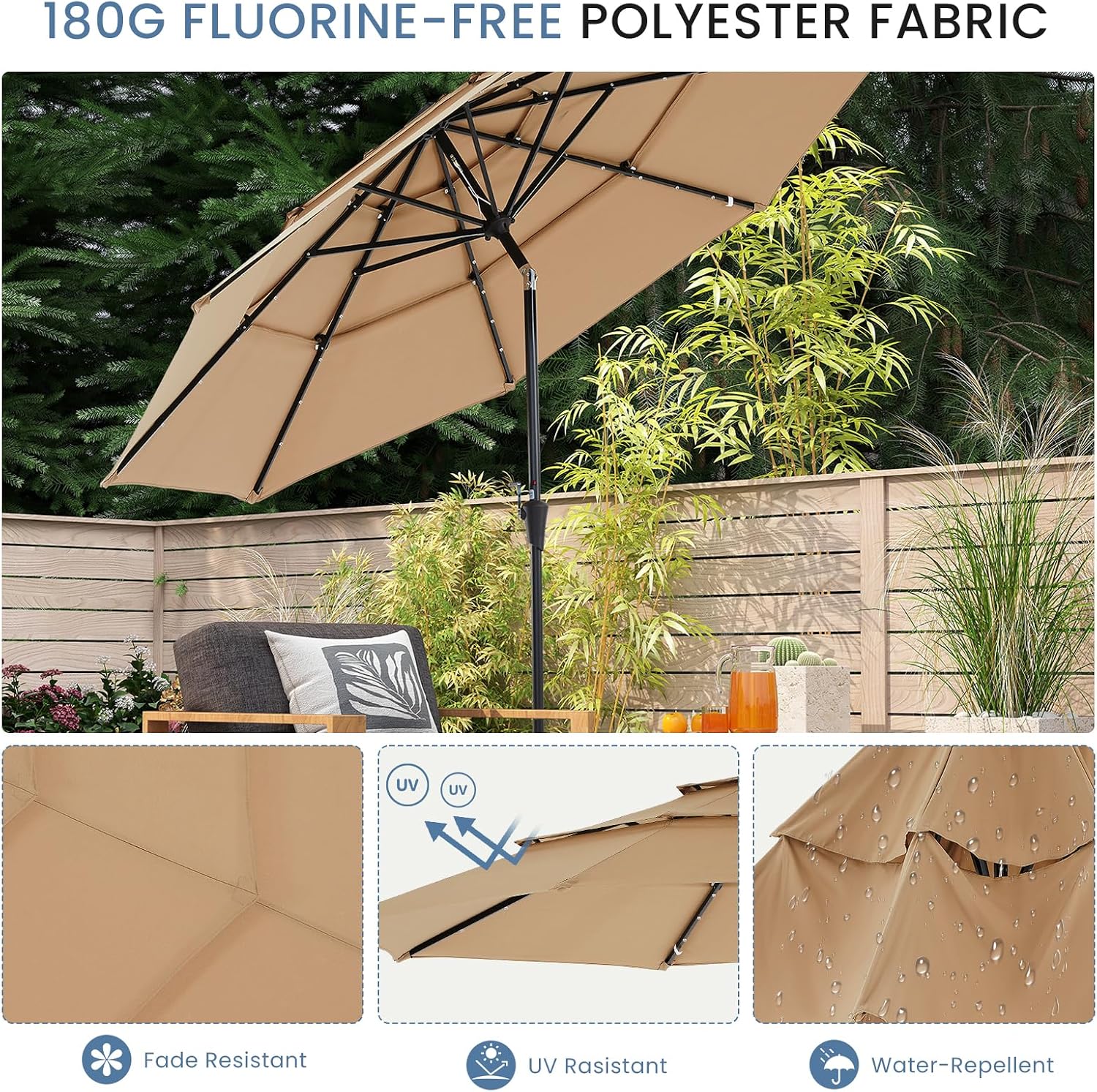 Detalle de DUMOS Patio Umbrella 3-Tier
