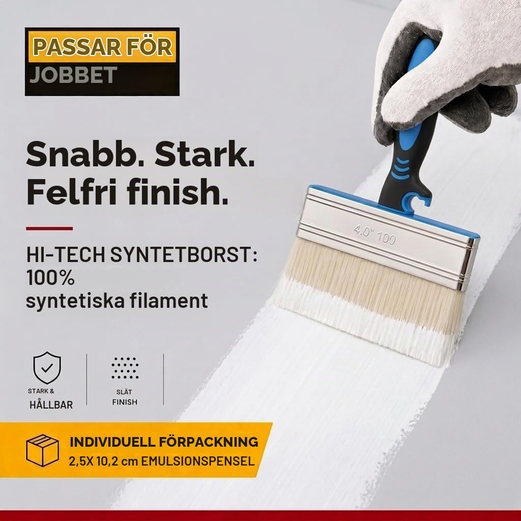 Detalle de Fit For The Job fasadpensel 100 mm med syntetborst för latexfärg