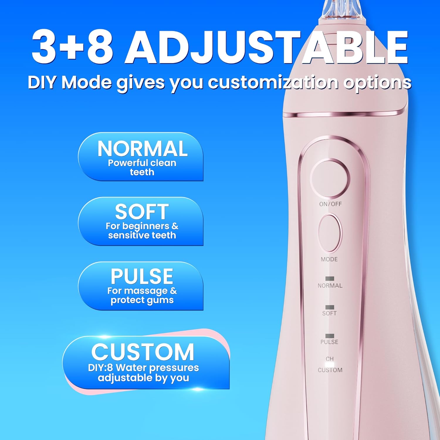 Detalle de Oralfree Cordless Water Flosser Teeth Picks for Dental Braces (Rechargeable, IPX7)