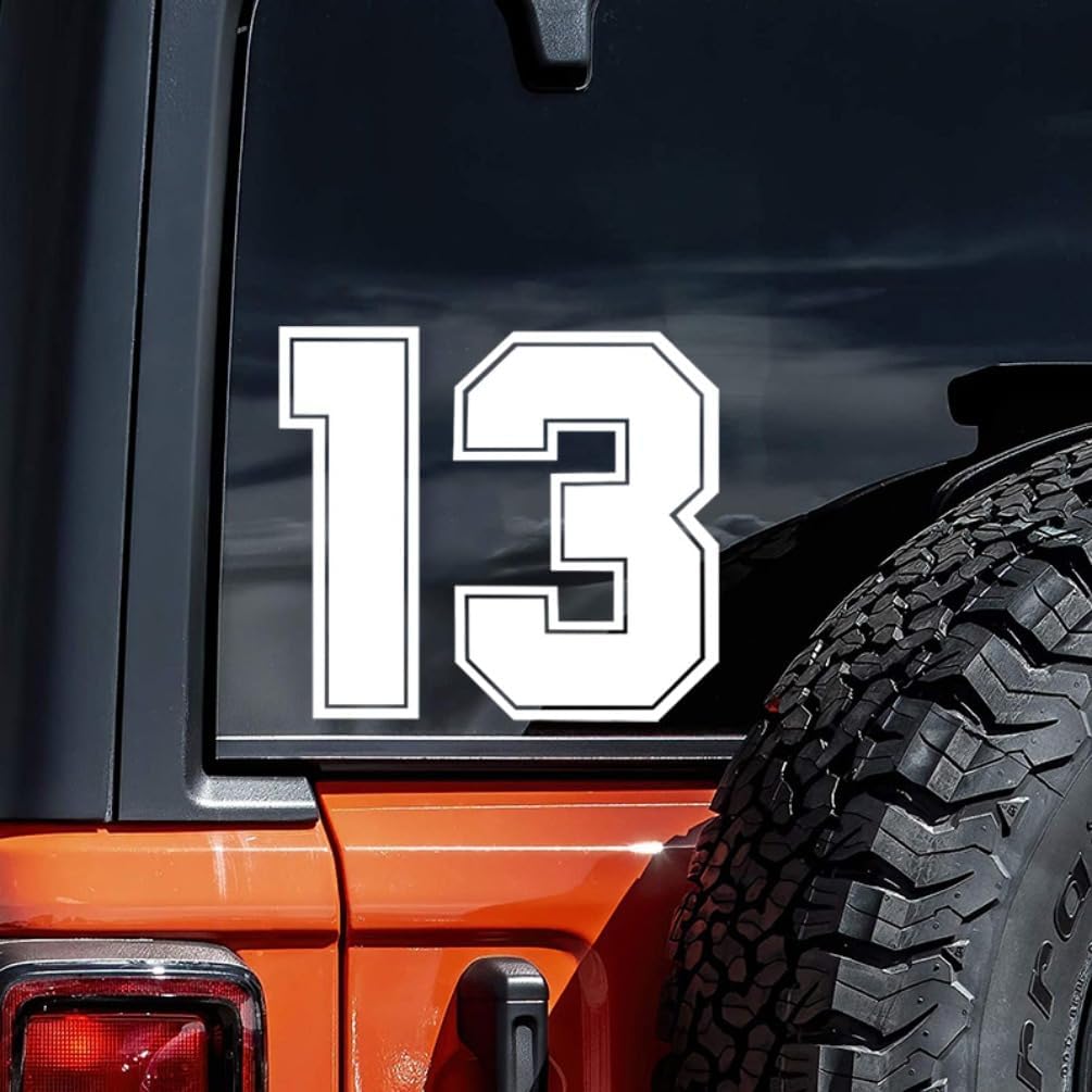 Detalle de AZ98 Racing Number 13 Vinyl Car Sticker (Pack of 2) 14 x 13 cm