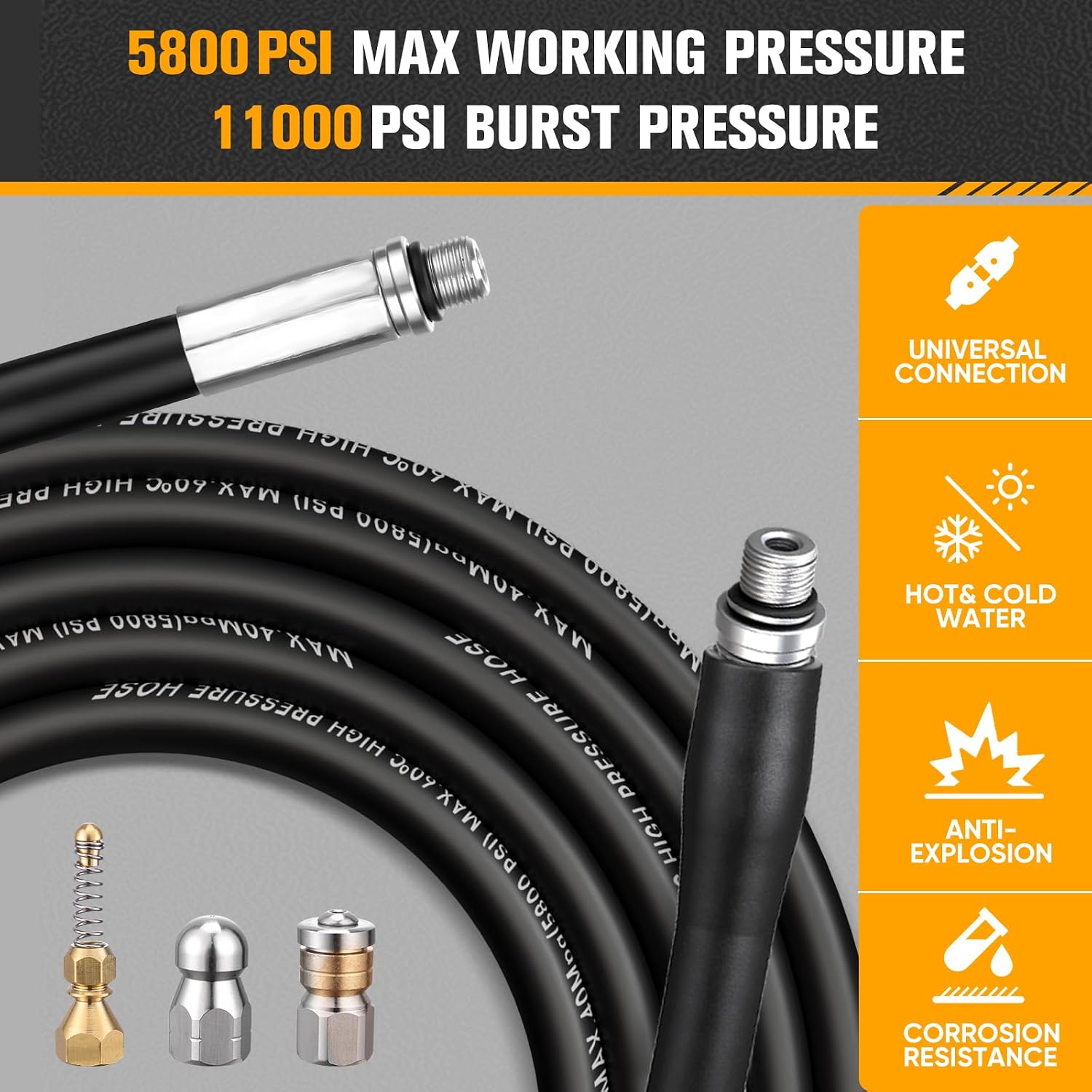 Thumbnail 1 de Ampvolts 30M Drain Cleaning Kit – High-Pressure Jetting Hose for Karcher K2–K7 & Bosch AQT