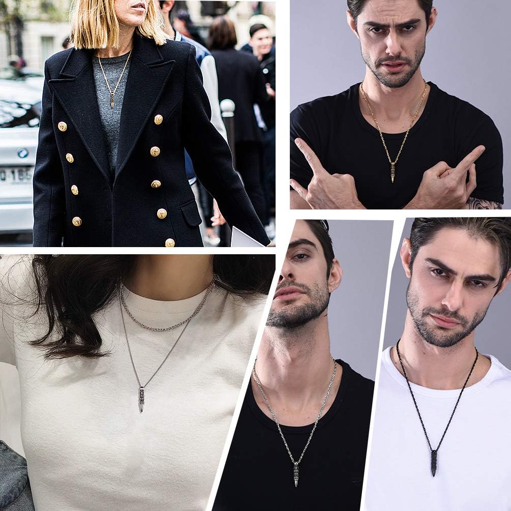 Thumbnail 1 de Collier PROSTEEL Têtes de Morts en acier inoxydable 316L avec pendentif plume/balle/crâne