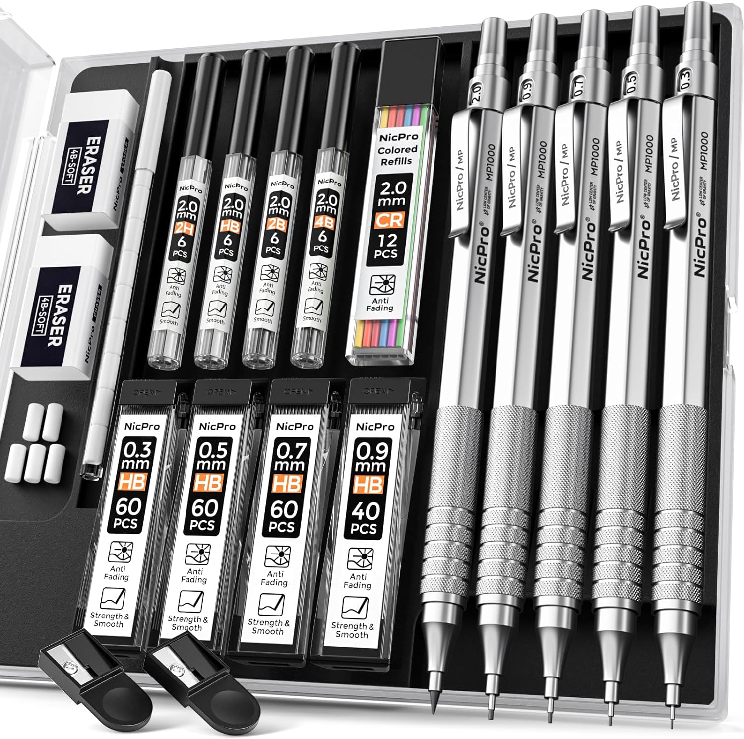 Detalle de Nicpro Matite meccaniche set 5 pezzi 0,3‑2 mm ✏