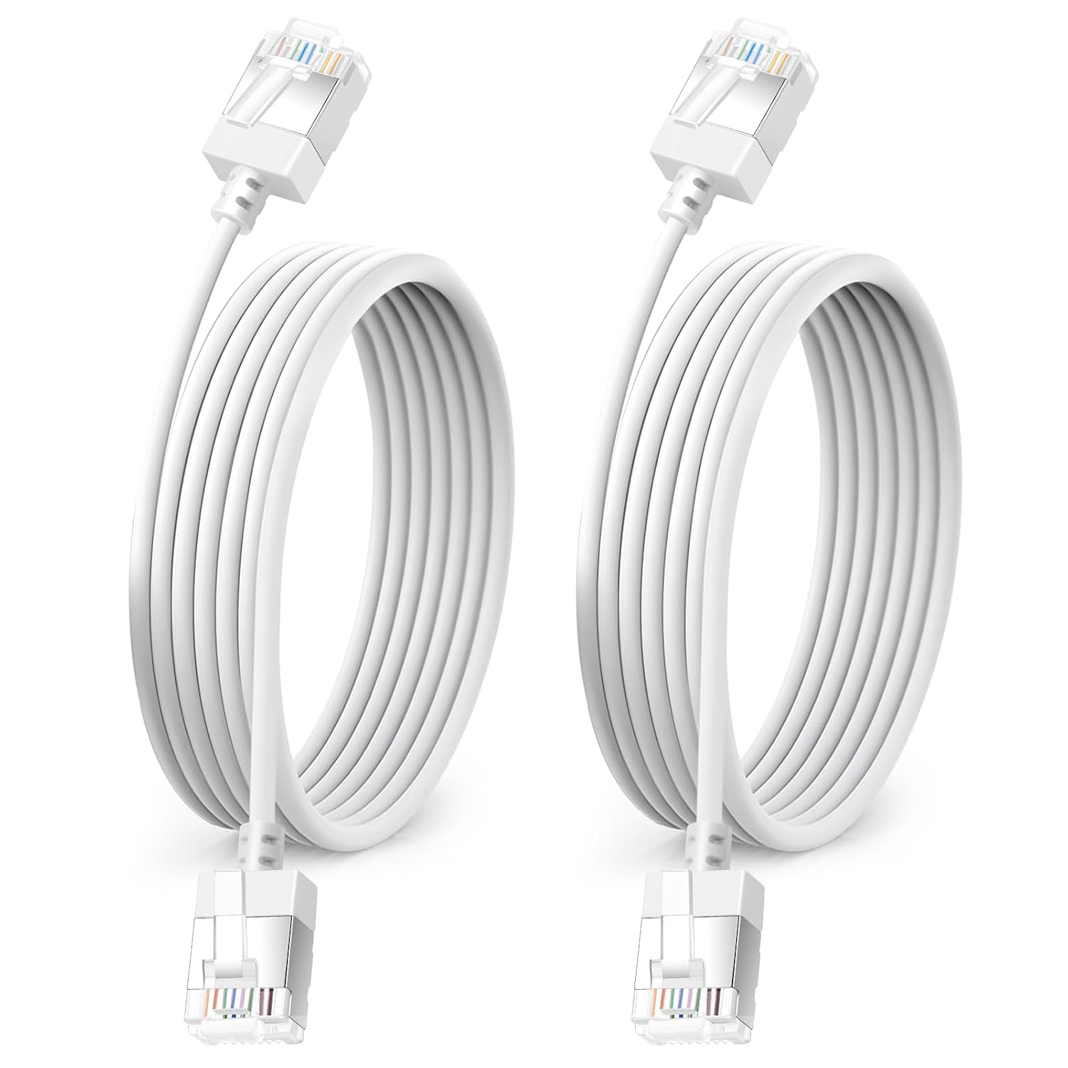 Detalle de Dutevolns 2-Pack Ultra Thin Cat 6A Ethernet Cables (10m) – flexible slim RJ45 LAN cords, 10Gbps 550MHz