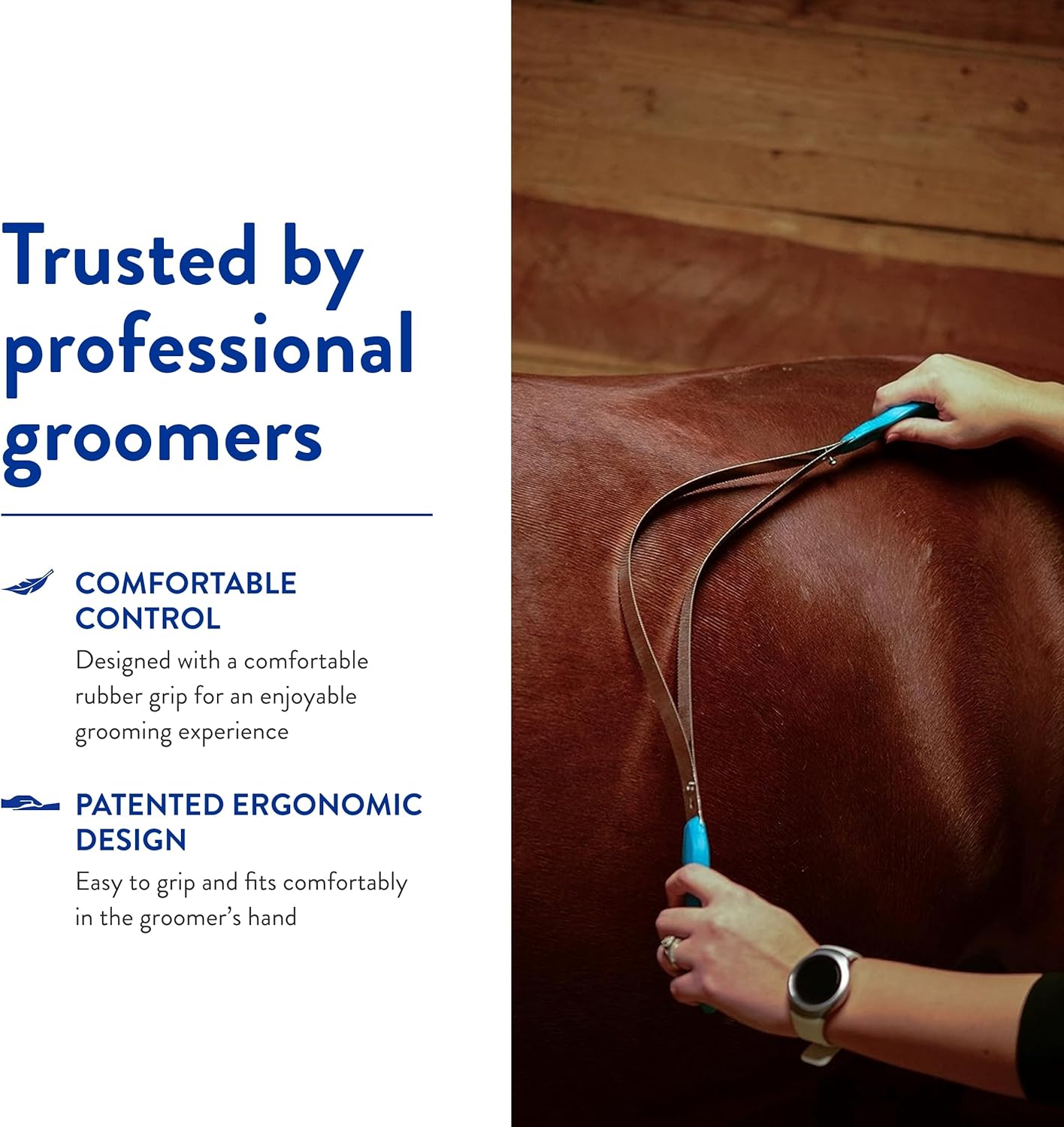 Detalle de Wahl Lama Professionale per toelettatura in Metallo per Cavalli (#858711-100) – Impugnatura ergonomica Turquoise