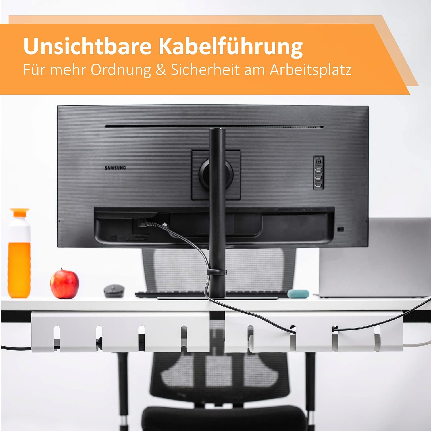Detalle 2 de Stilemo Kabelkanal Schreibtisch 2er Set Weiß 43x12x10 cm