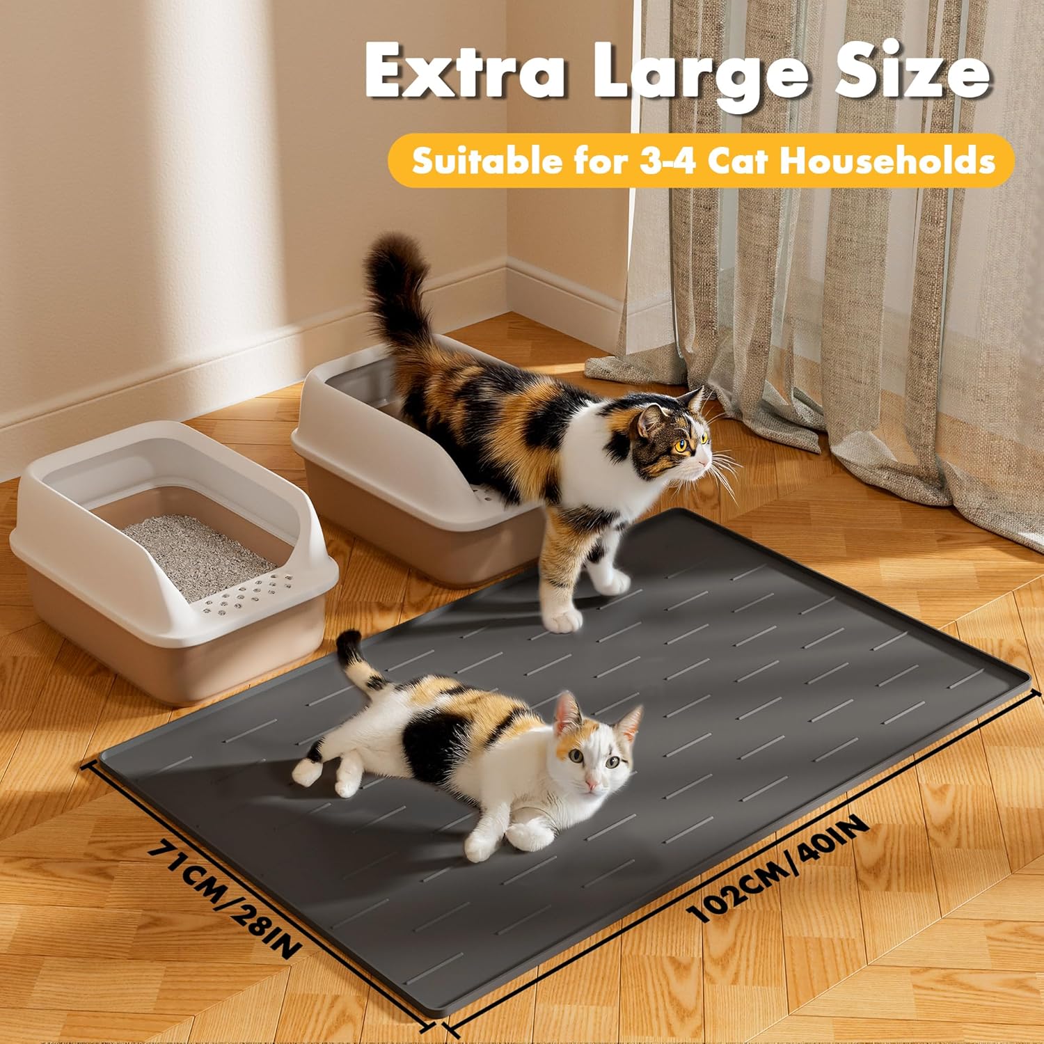 Thumbnail 6 de Pieviev Cat Litter Mat (102 x 71 cm) – Extra Large Silicone Litter Tray Mat