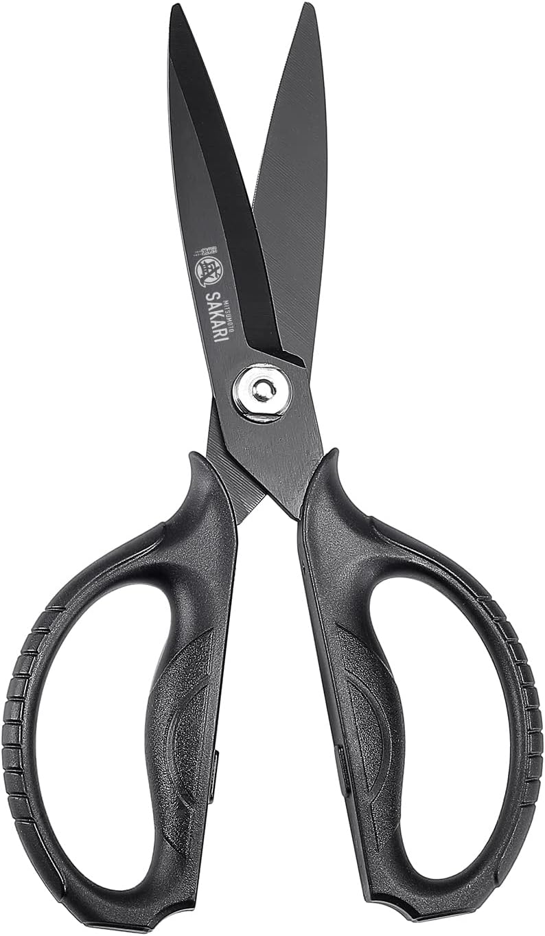 Detalle de MITSUMOTO SAKARI Japanese Kitchen Scissors afneembare keukenschaar met gekartelde bladen