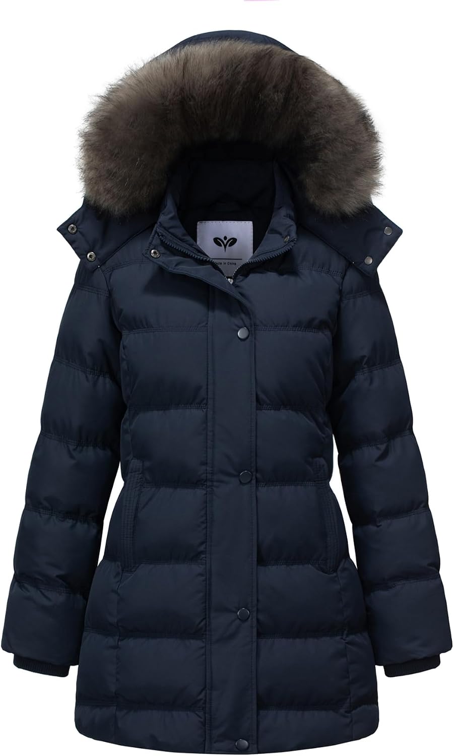 Detalle de GGleaf Women's Quilted Winter Puffer Coat with Removable Fur Hood