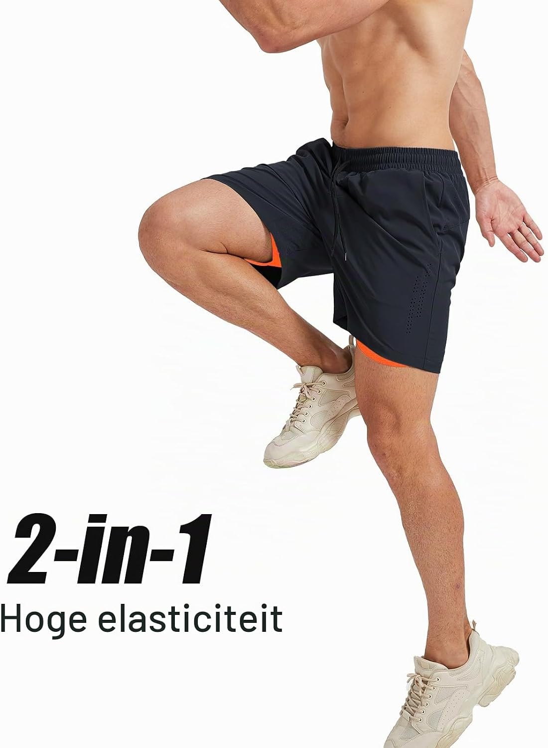 Thumbnail 5 de Danfiki 2-in-1-hardloopshort voor heren met ingebouwde zakken en ritszakken