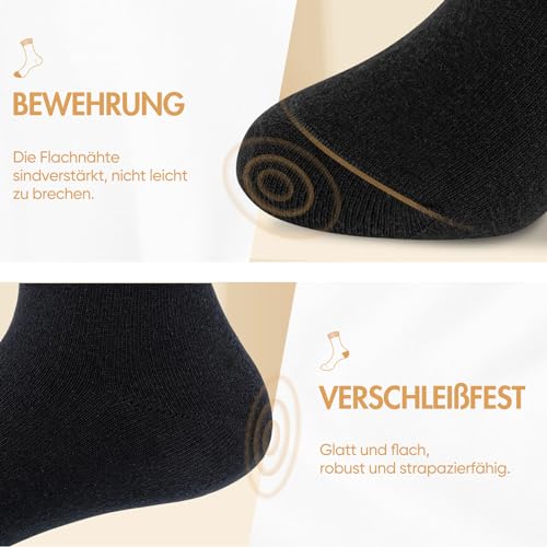 Detalle de NUOZA 12 Paar Socken Damen 35-38 Schwarz – Baumwolle, atmungsaktiv, lange Sportsocken für Freizeit, Büro und Sport