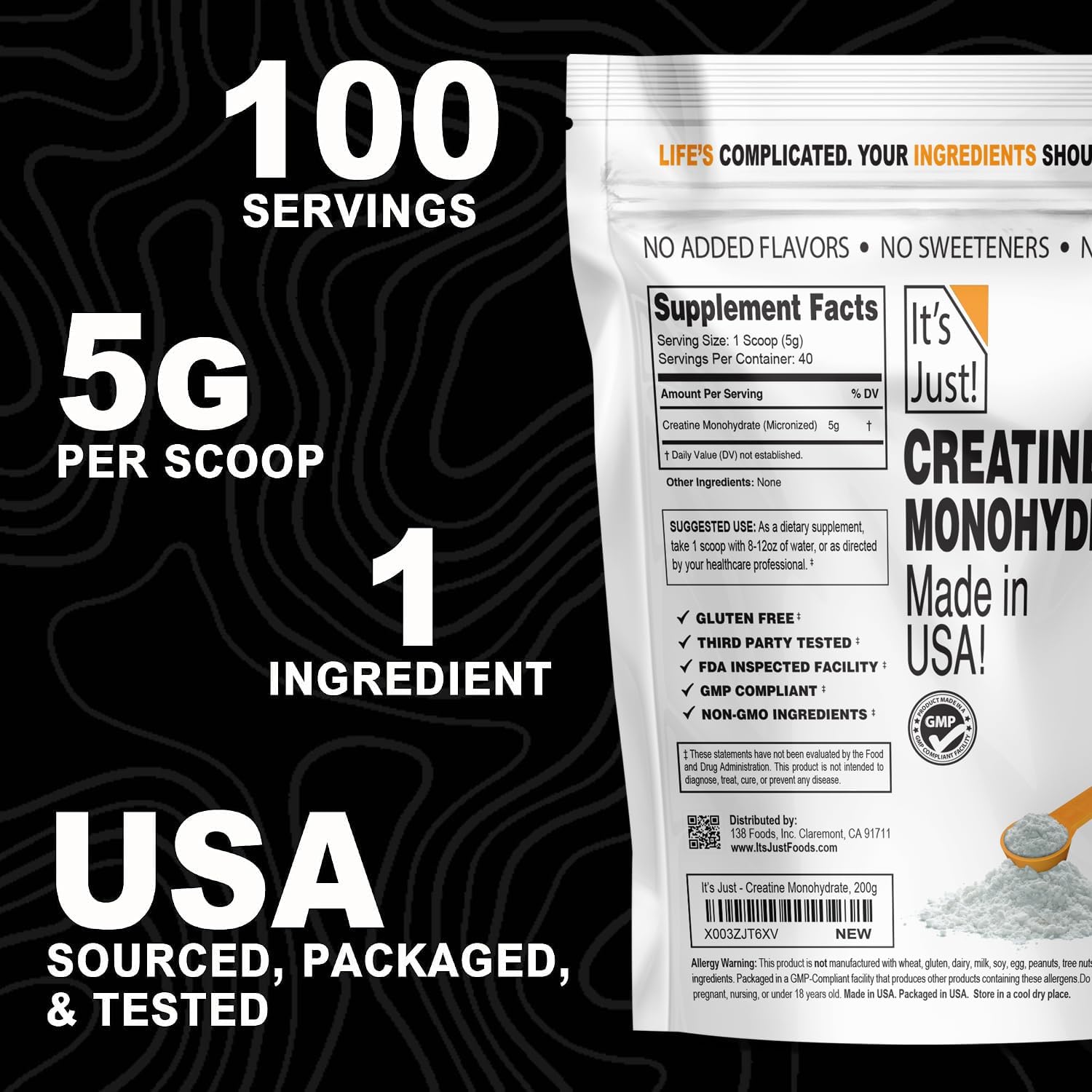 Thumbnail 6 de It's Just! Creatine Monohydrate Powder, 500g
