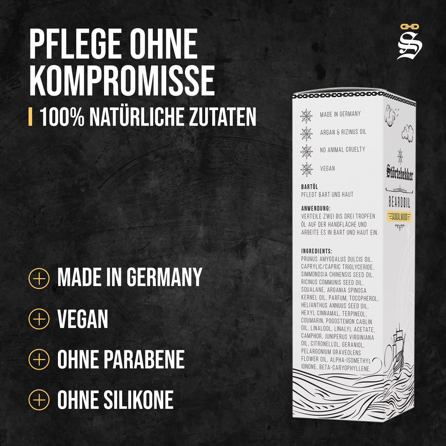Detalle 2 de Störtebekker Premium Bartöl Sandelholz – 50 ml, vegan, Made in Germany