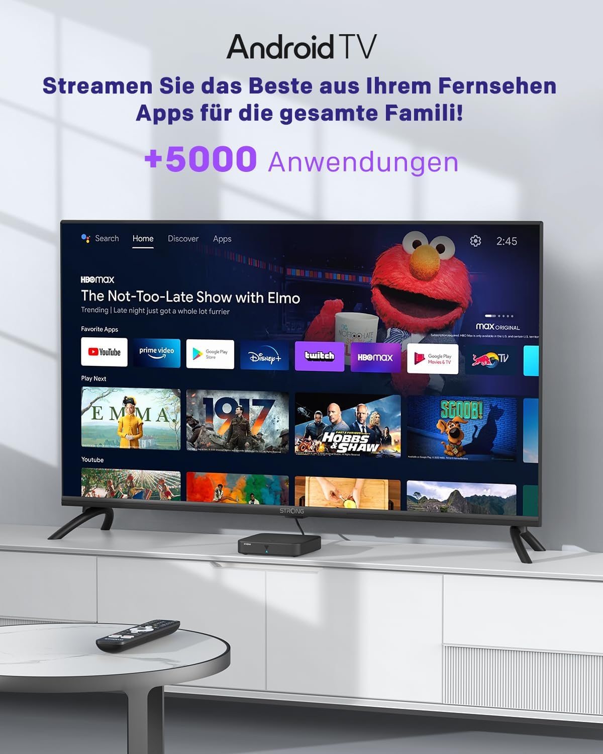 Thumbnail 2 de STRONG SRT420 4K Streaming Box mit Android TV, DVB‑T2, Ethernet & integriertem Chromecast