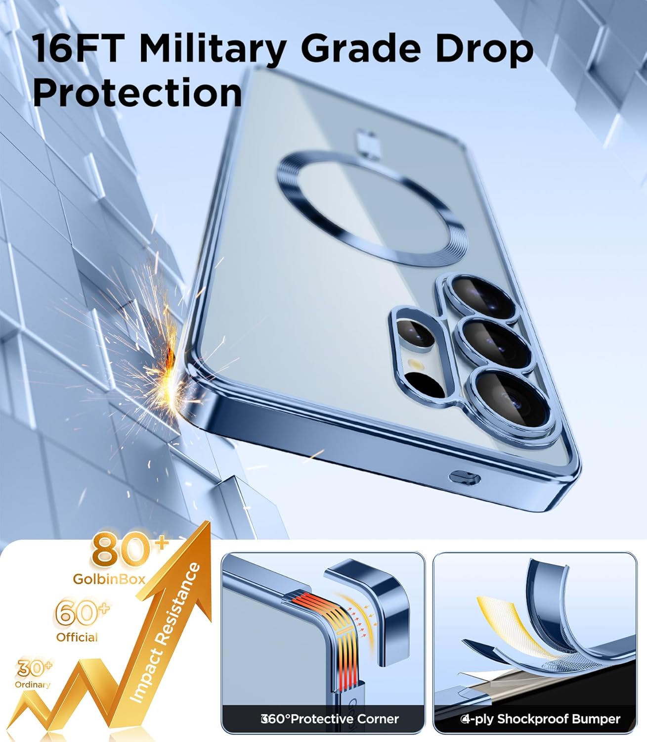 Thumbnail 5 de Magnetic Case for Samsung Galaxy S26 Ultra with Screen Protector (MagSafe, Full Camera Protection) — Sky Blue/Clear