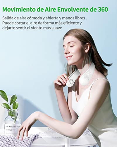 Detalle 2 de Kouric Ventilador de Cuello Portátil Sin Aspas, 3 Velocidades, Batería 3000mAh y Autonomía de 8 Horas
