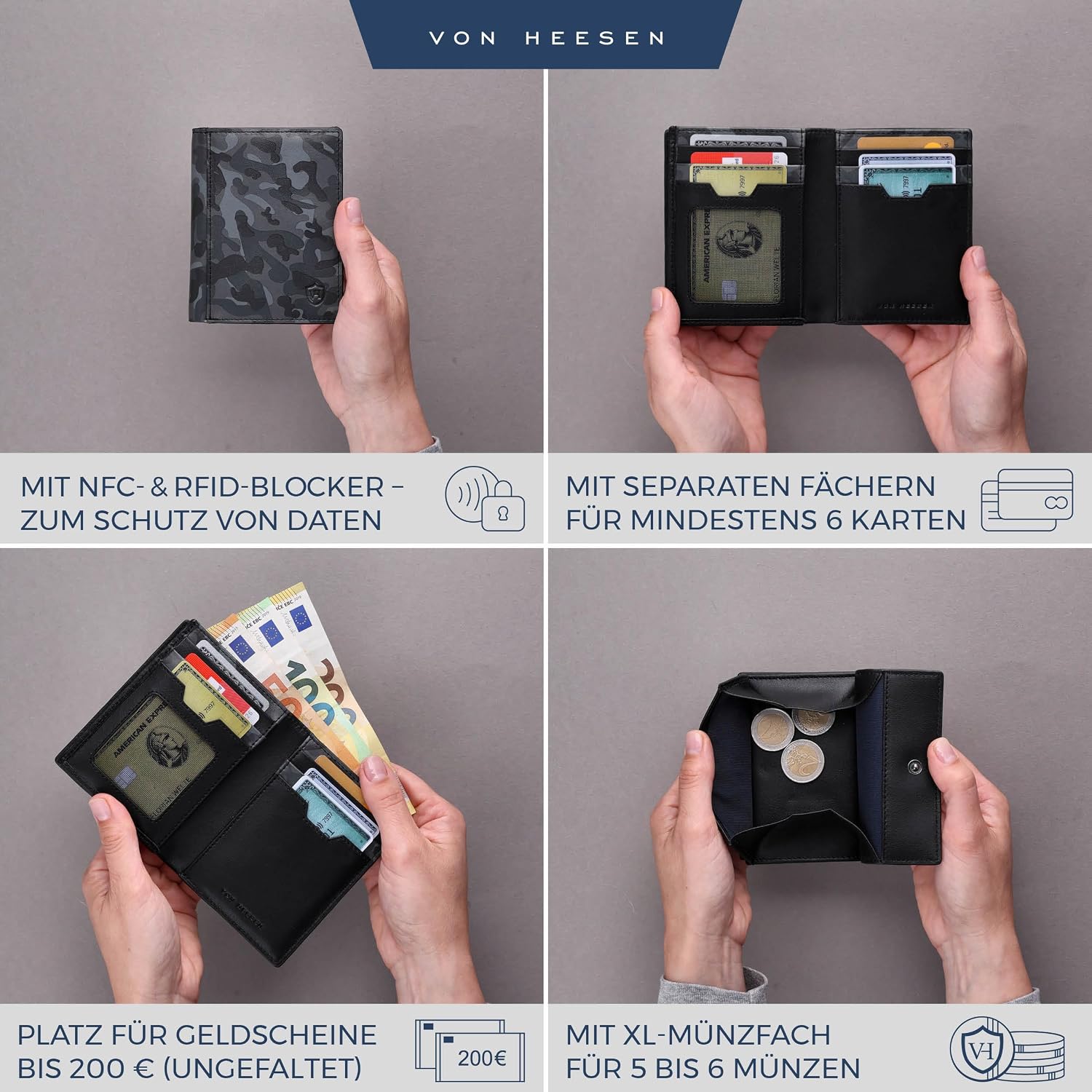 Thumbnail 1 de VON HEESEN Leder Geldbörse mit RFID Schutz