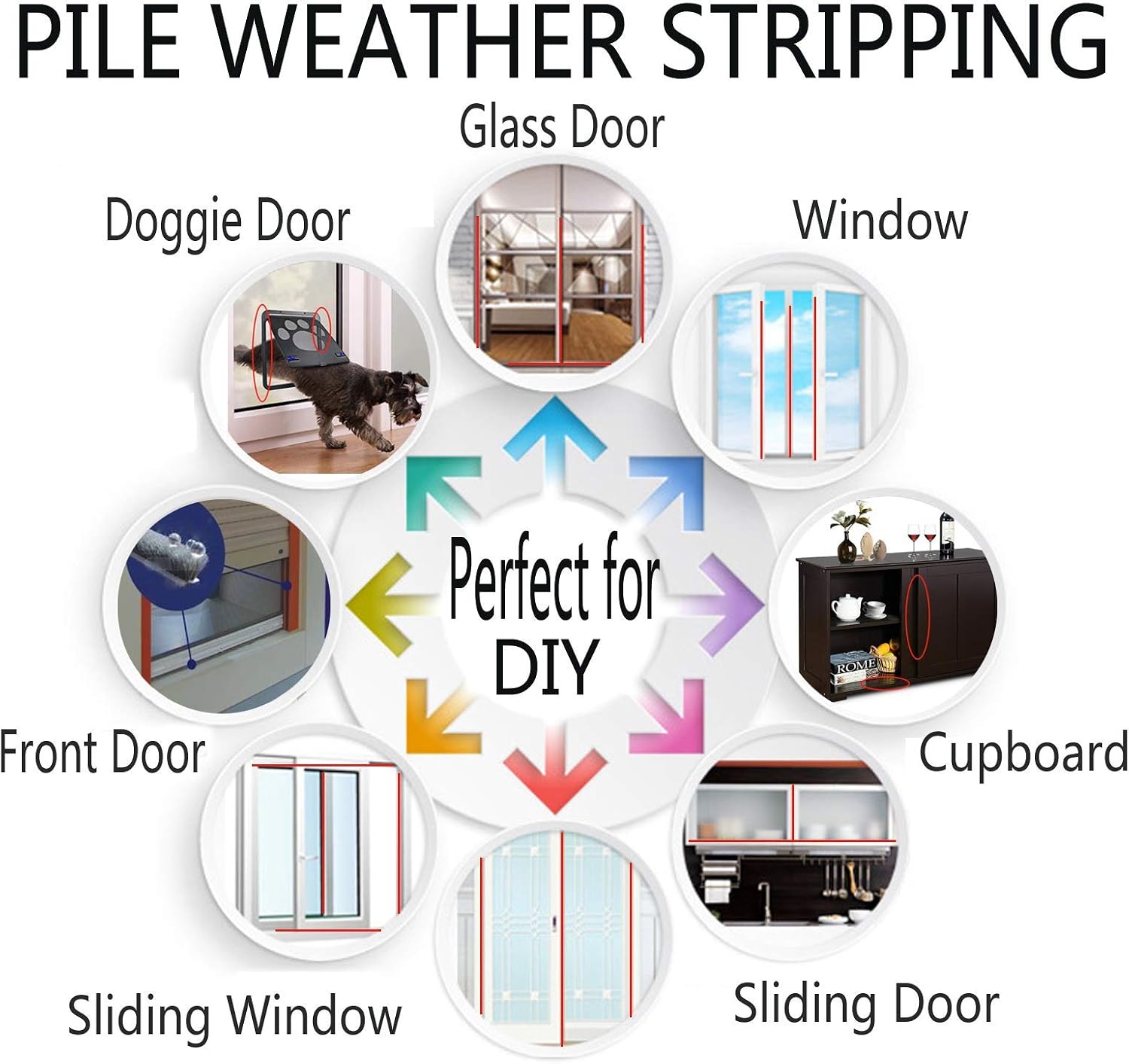 Detalle 2 de Self-Adhesive Pile Weather Stripping, 16.5 ft