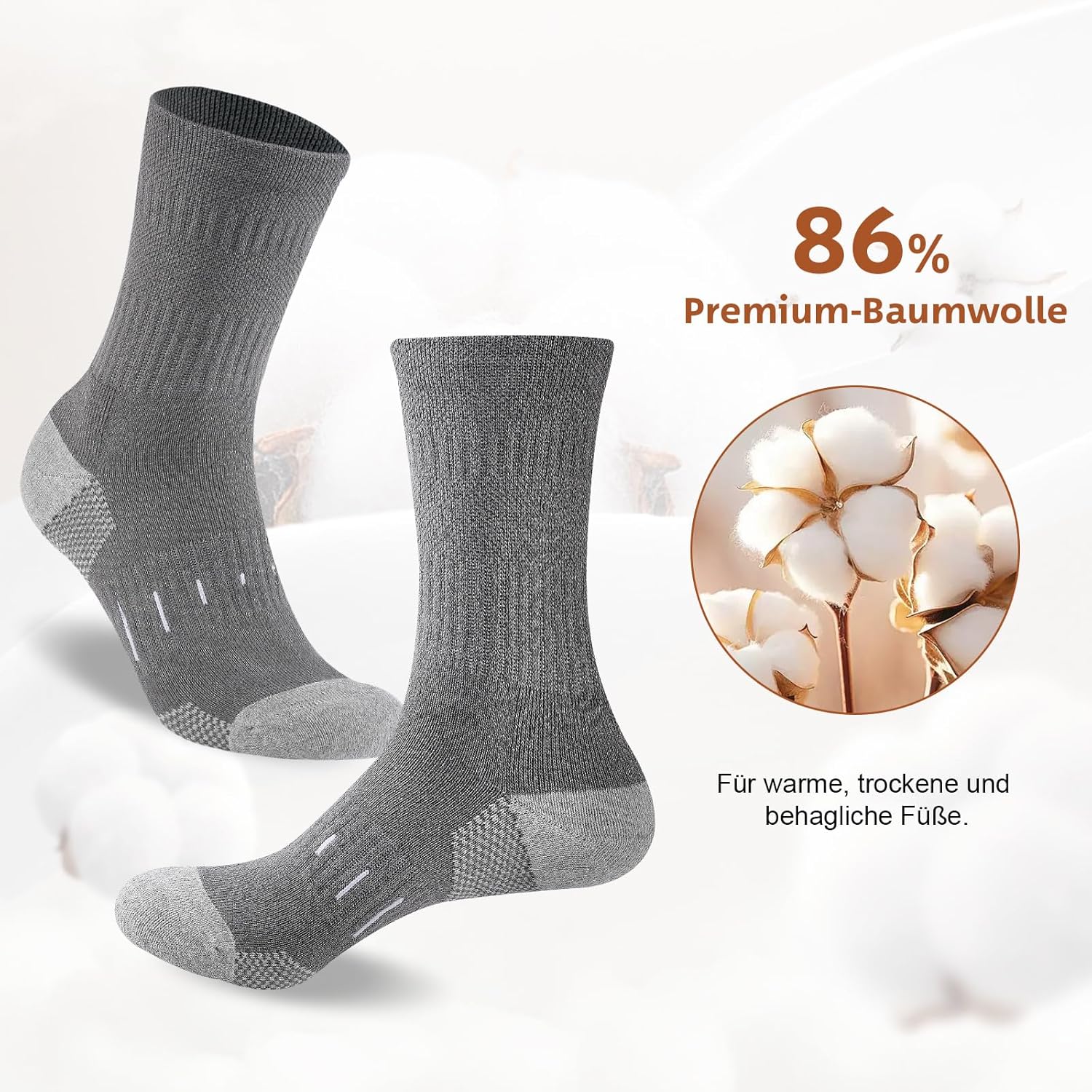 Detalle de Niorasen Socken Herren – Baumwolle mit verstärkter Ferse und Nahtlose Zehen, 4er Pack