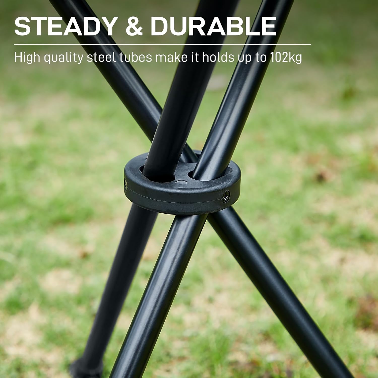 Thumbnail 6 de EVER ADVANCED Folding Stool Tripod Tall (53 cm) lightweight camping stool, black, supports up to 102 kg