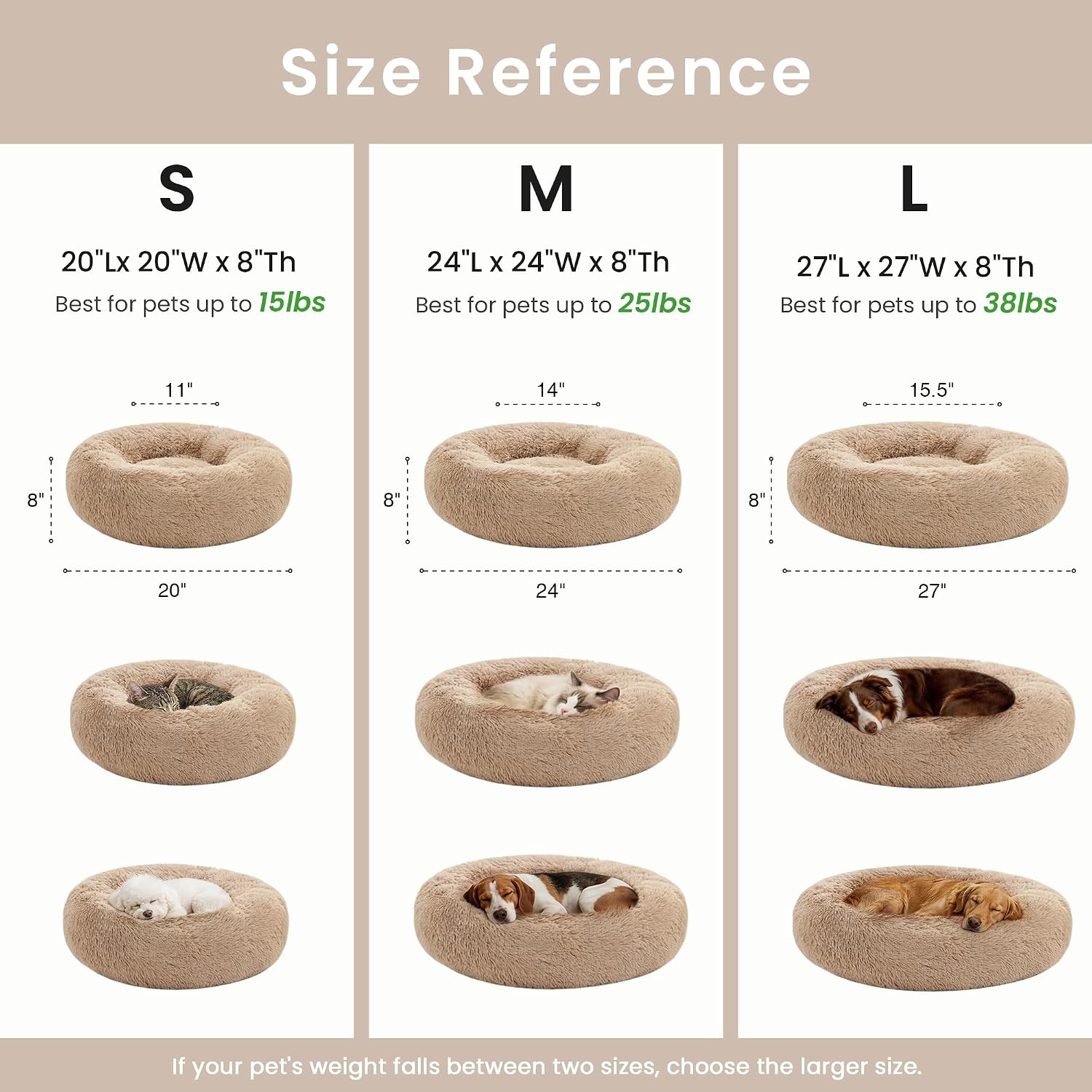 Detalle de Love's cabin 24-Inch Faux-Fur Donut Cat Bed with Raised Rim