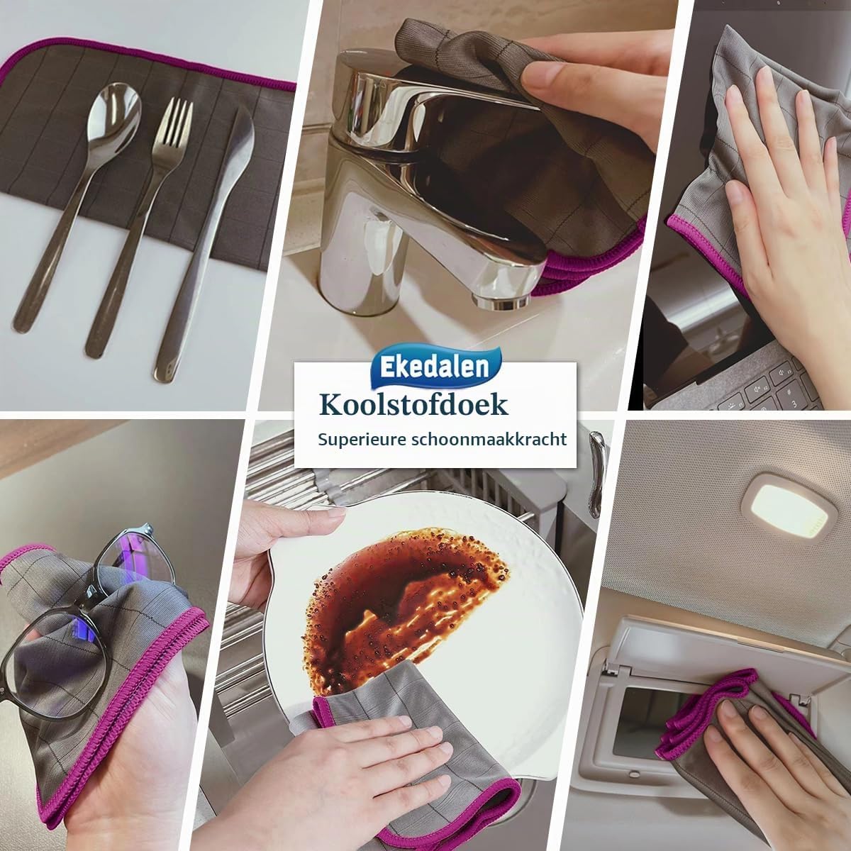 Thumbnail 6 de Ekedalen CRH-TB30-ZI6 microvezeldoeken met koolstofvezel, 30 x 30 cm