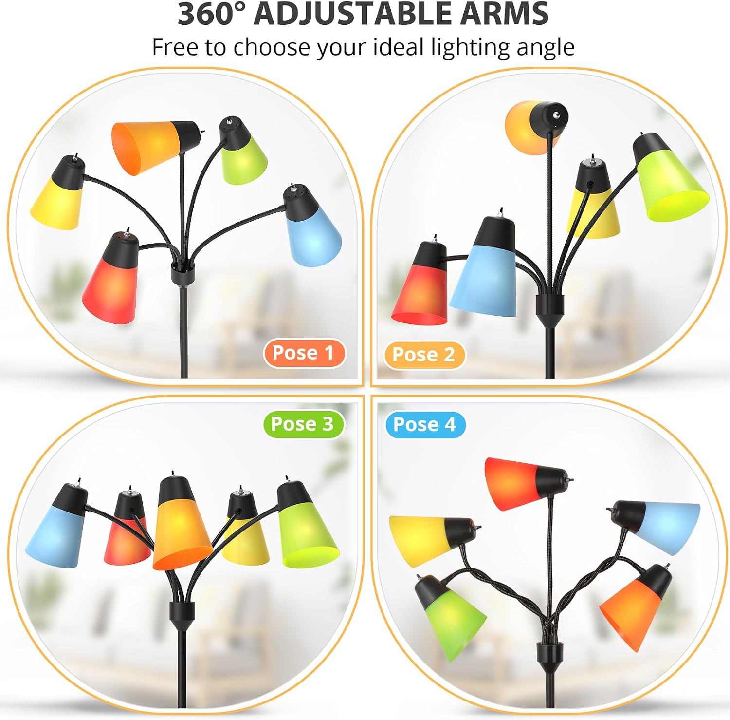 Detalle de LED Floor Lamp with 5 Adjustable Arms